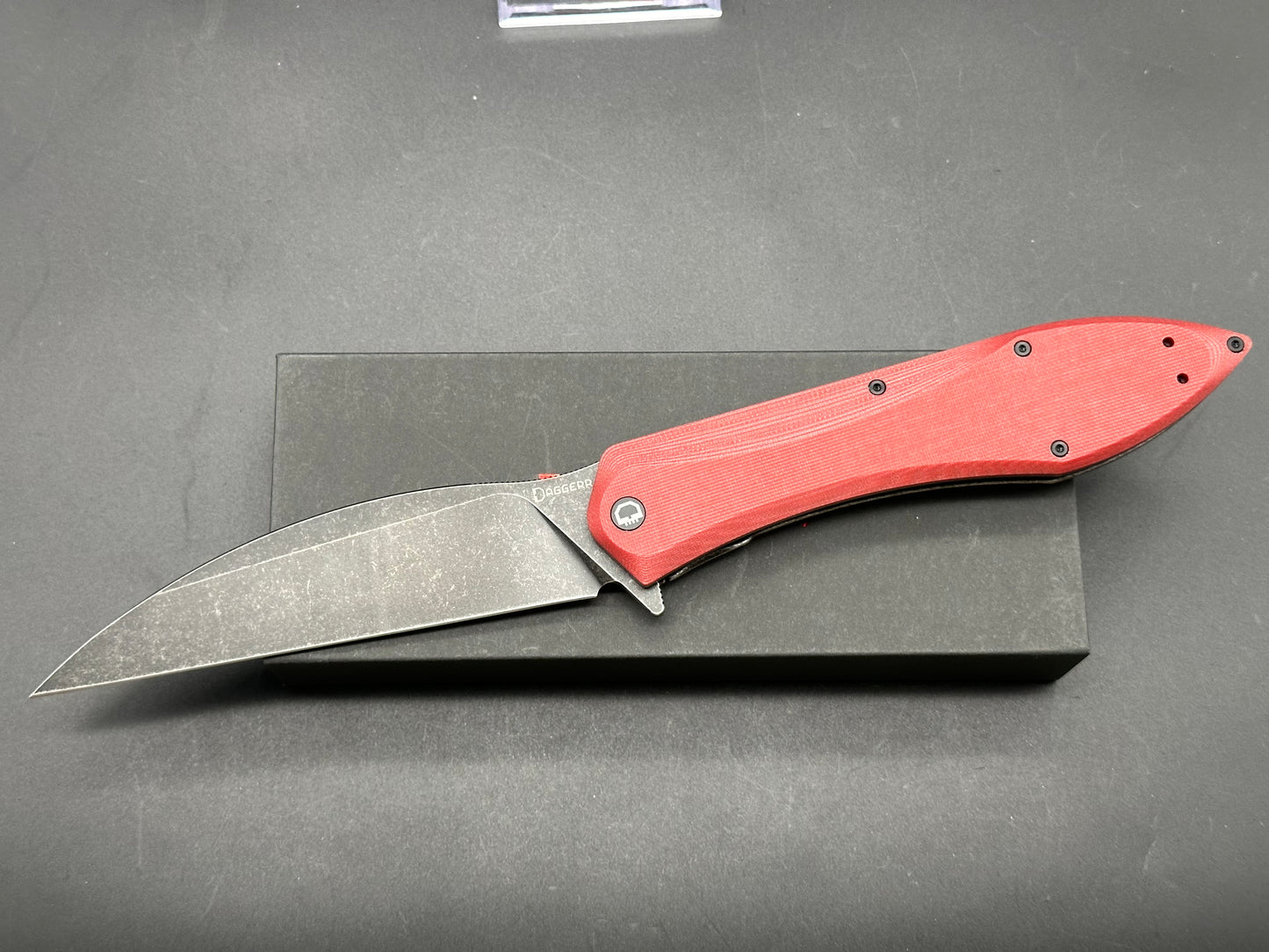 Daggerr Knives Voron Frame Lock Knife Burgundy G-10 (5.2" Black Stonewash)