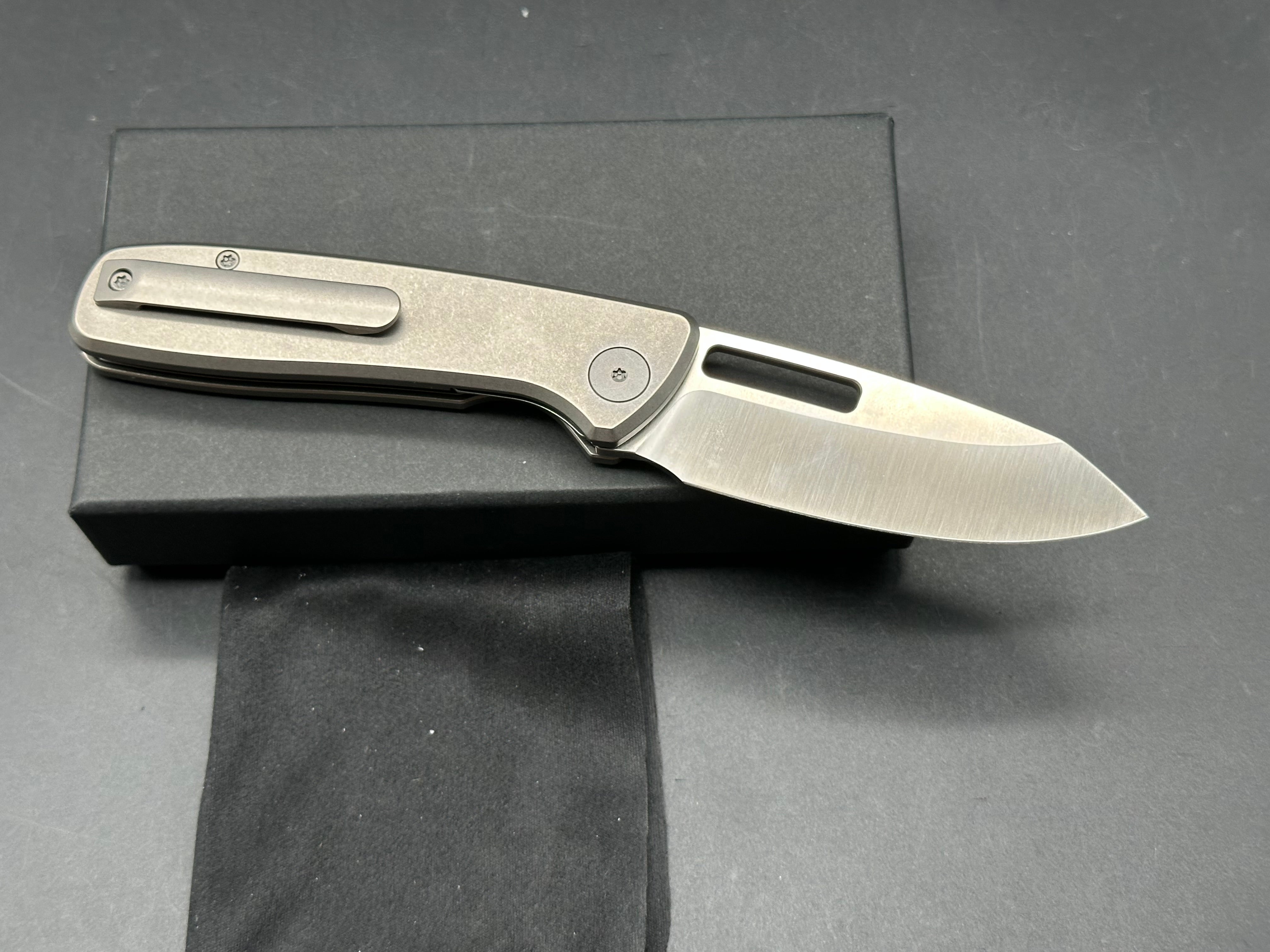 Bridgeport 395 LL, 3" CPM 20CV Stonewash Blade with Stonewash Titanium Handle