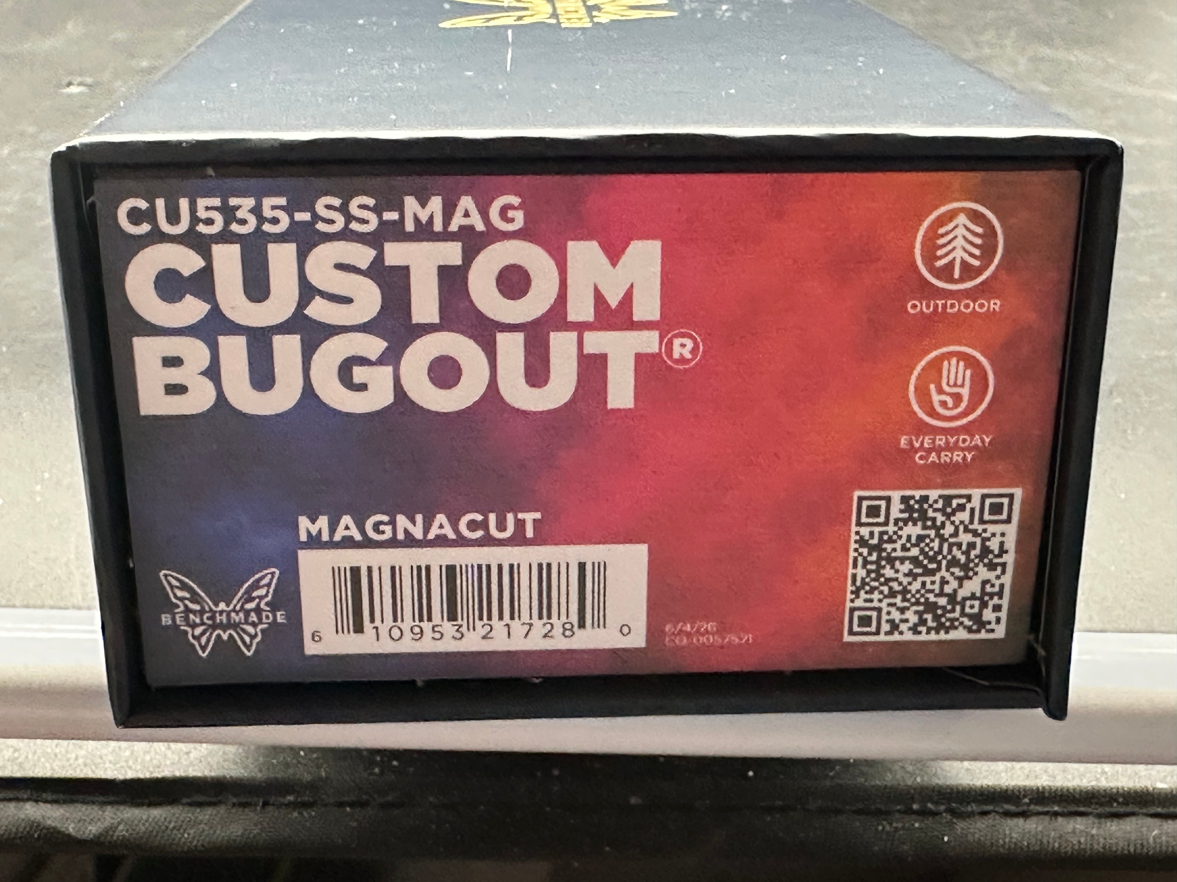 Benchmade Bugout-Custom, 3.24" MagnaCut Stonewash Blade with Custom Black Grivory Scales