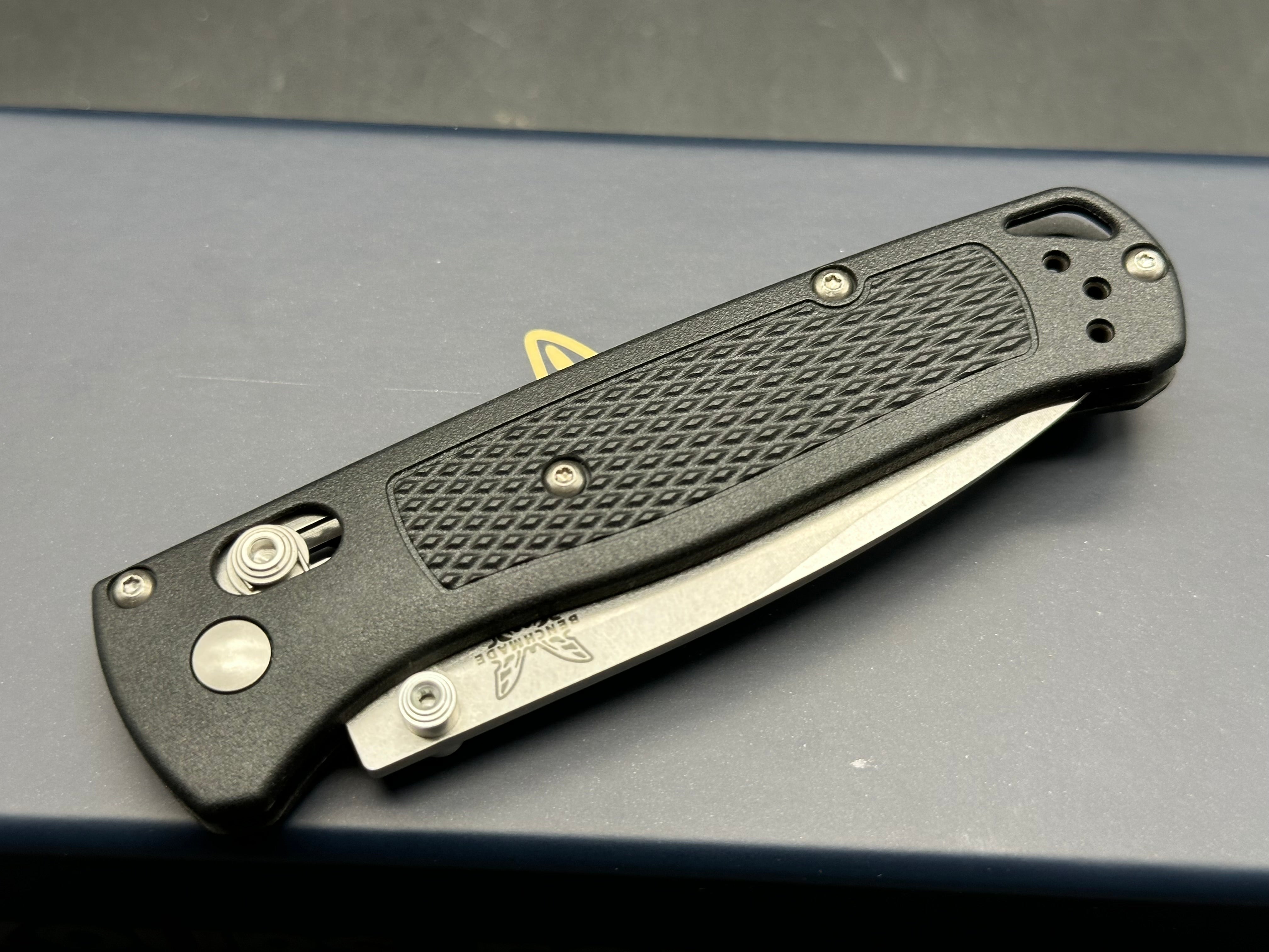 Benchmade Bugout-Custom, 3.24" MagnaCut Stonewash Blade with Custom Black Grivory Scales