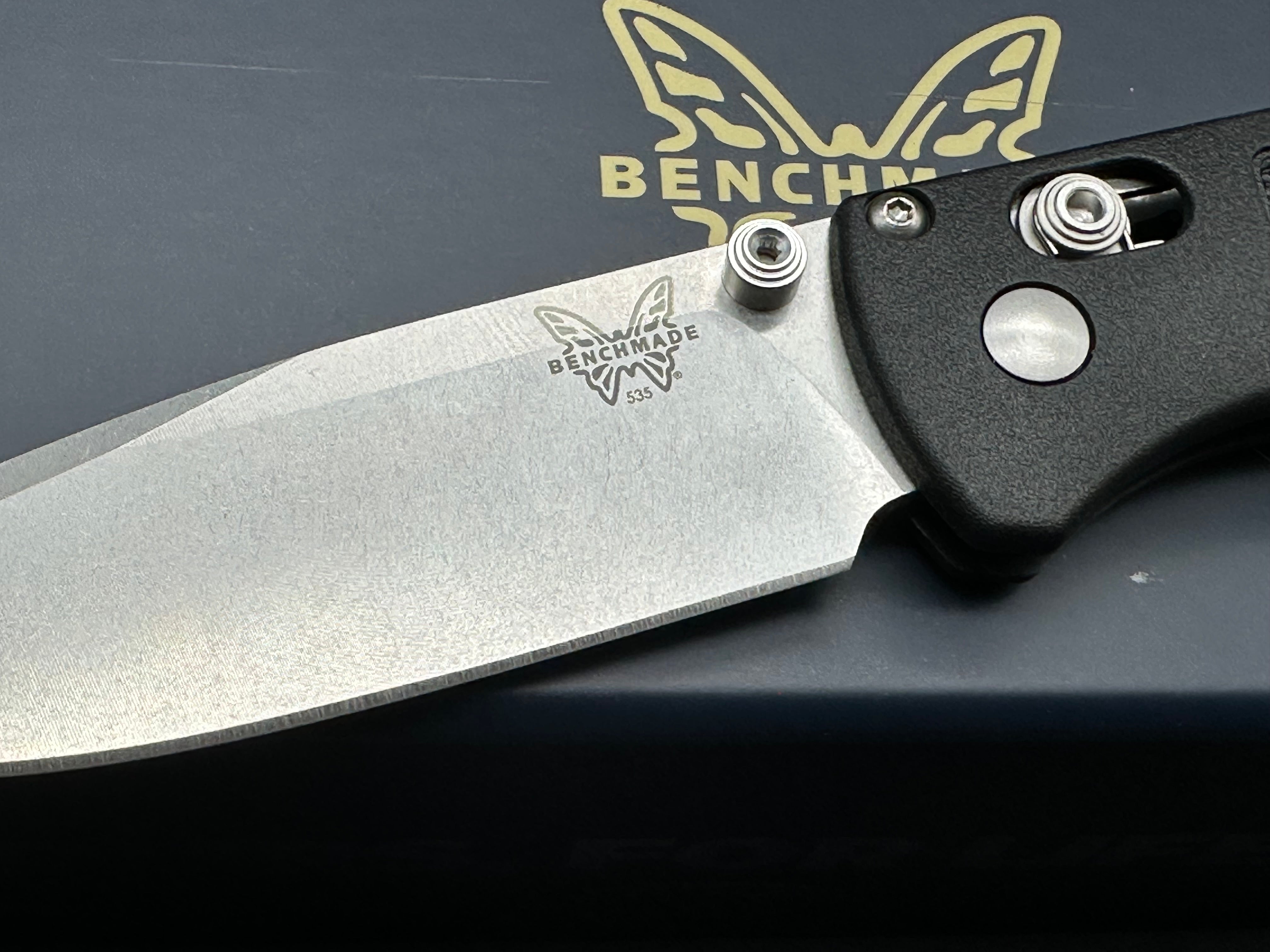 Benchmade Bugout-Custom, 3.24" MagnaCut Stonewash Blade with Custom Black Grivory Scales