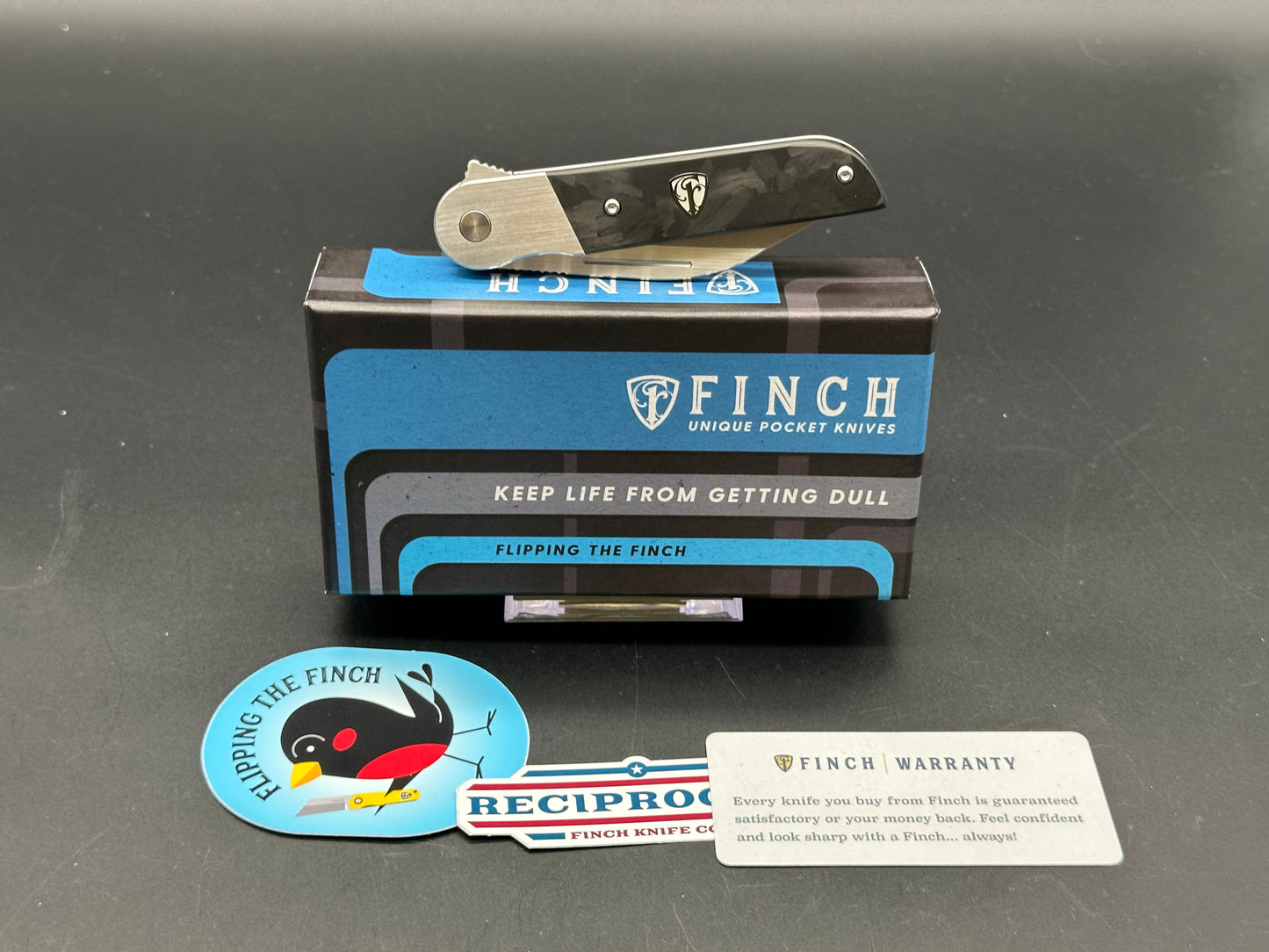 Finch Knife Co. Reciprocity Liner Lock Knife Black Carbon Fiber (3.1" Stonewash)