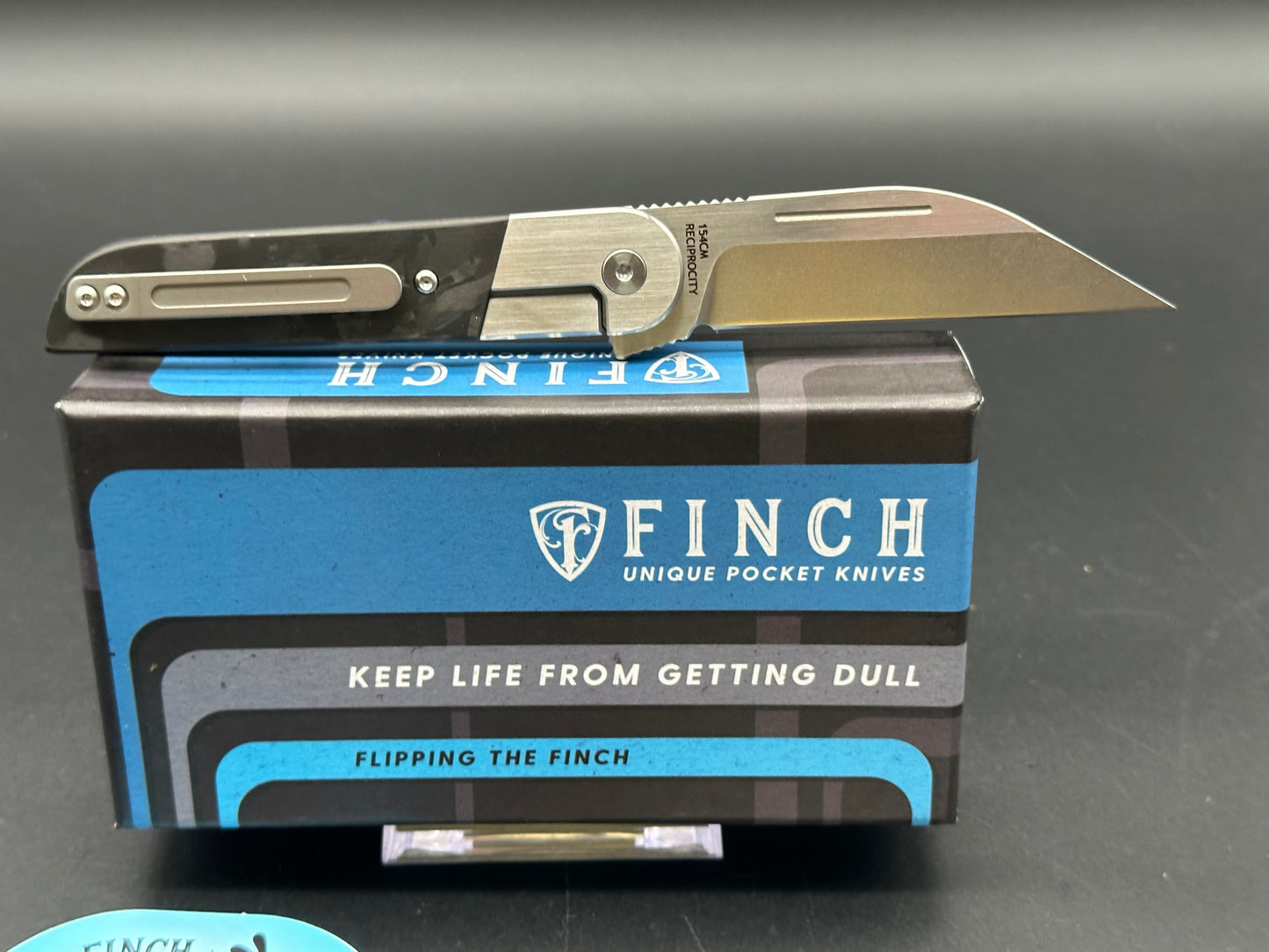 Finch Knife Co. Reciprocity Liner Lock Knife Black Carbon Fiber (3.1" Stonewash)