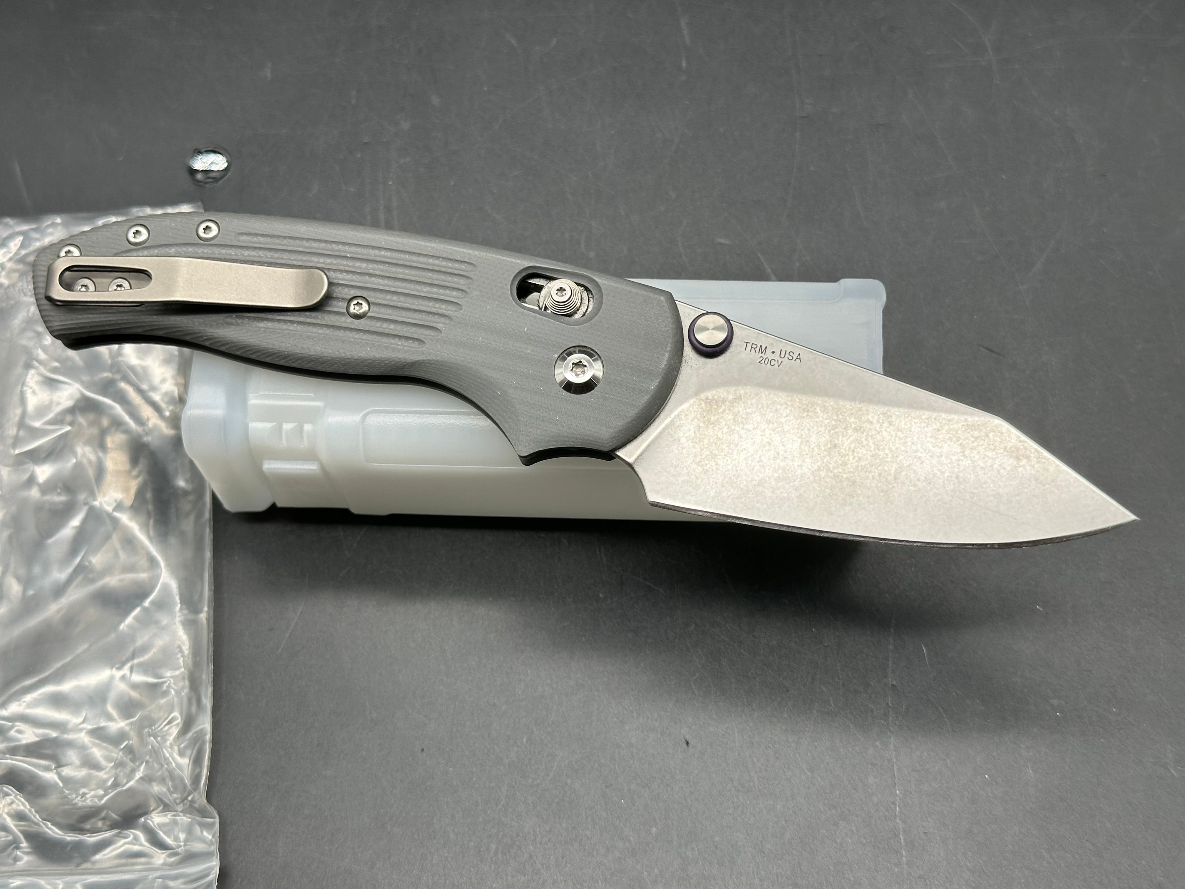 Three Rivers Manufacturing TRM Shadow River Lock Slate Gray G10 Handle Stonewashed Blade