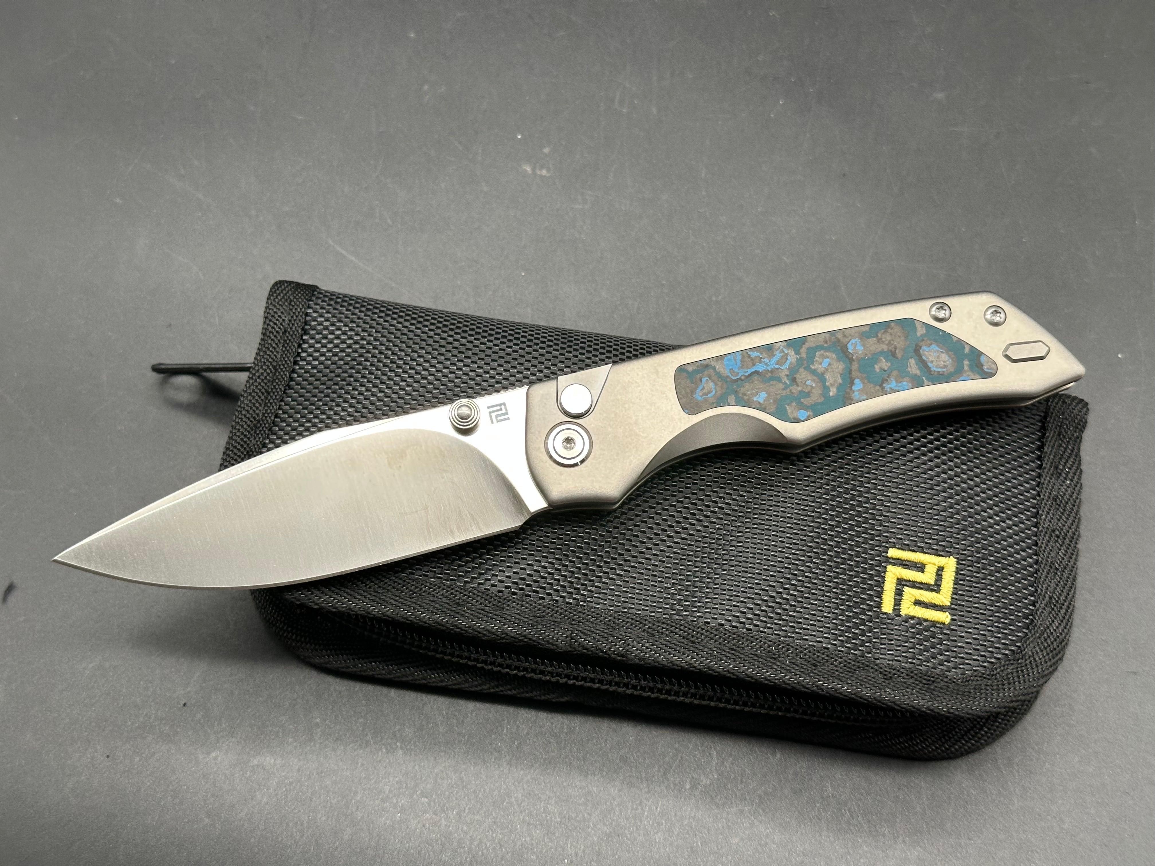 ARTISAN CUTLERY WIZARD (THE SORCERER) titanium/Arctic Storm inlays w/S90V blade