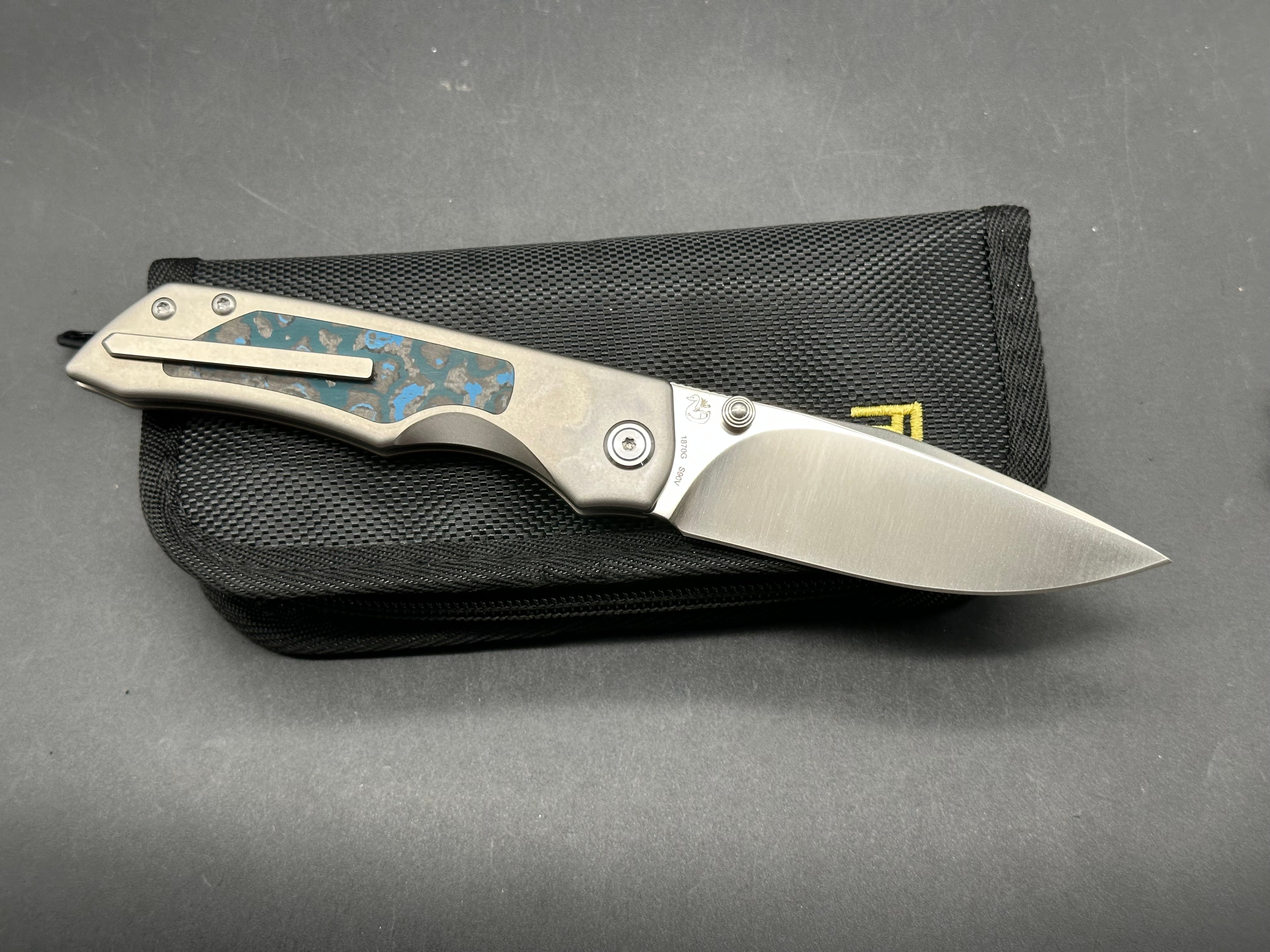 ARTISAN CUTLERY WIZARD (THE SORCERER) titanium/Arctic Storm inlays w/S90V blade