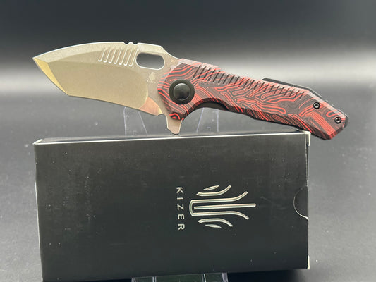 Kizer Paragon Extra Mini Red Gmascus G10 scales w/CPM-3V