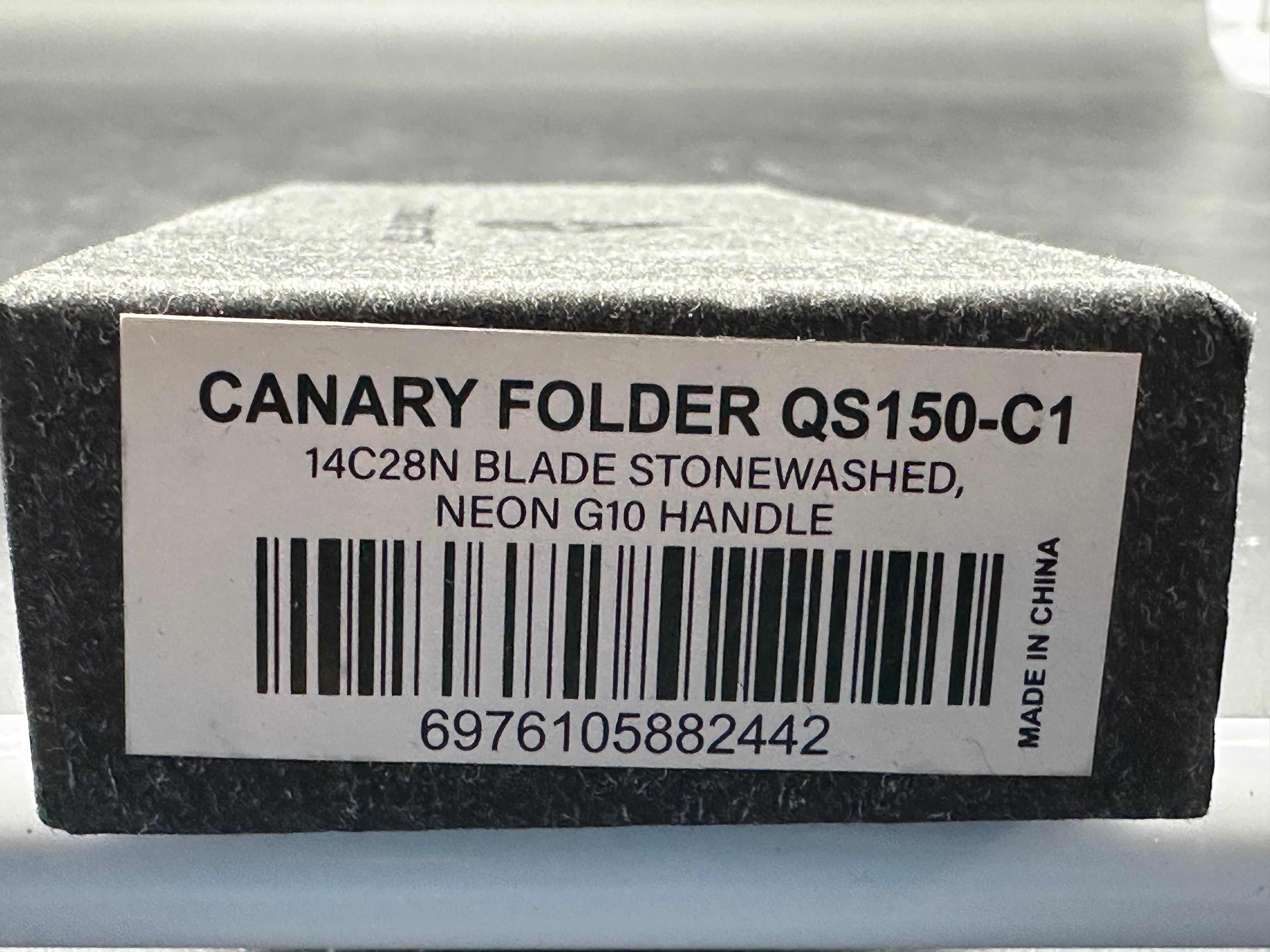 QSP CANARY FOLDING KNIFE NEON G10 HANDLE 14C28N PLAIN BLADE
