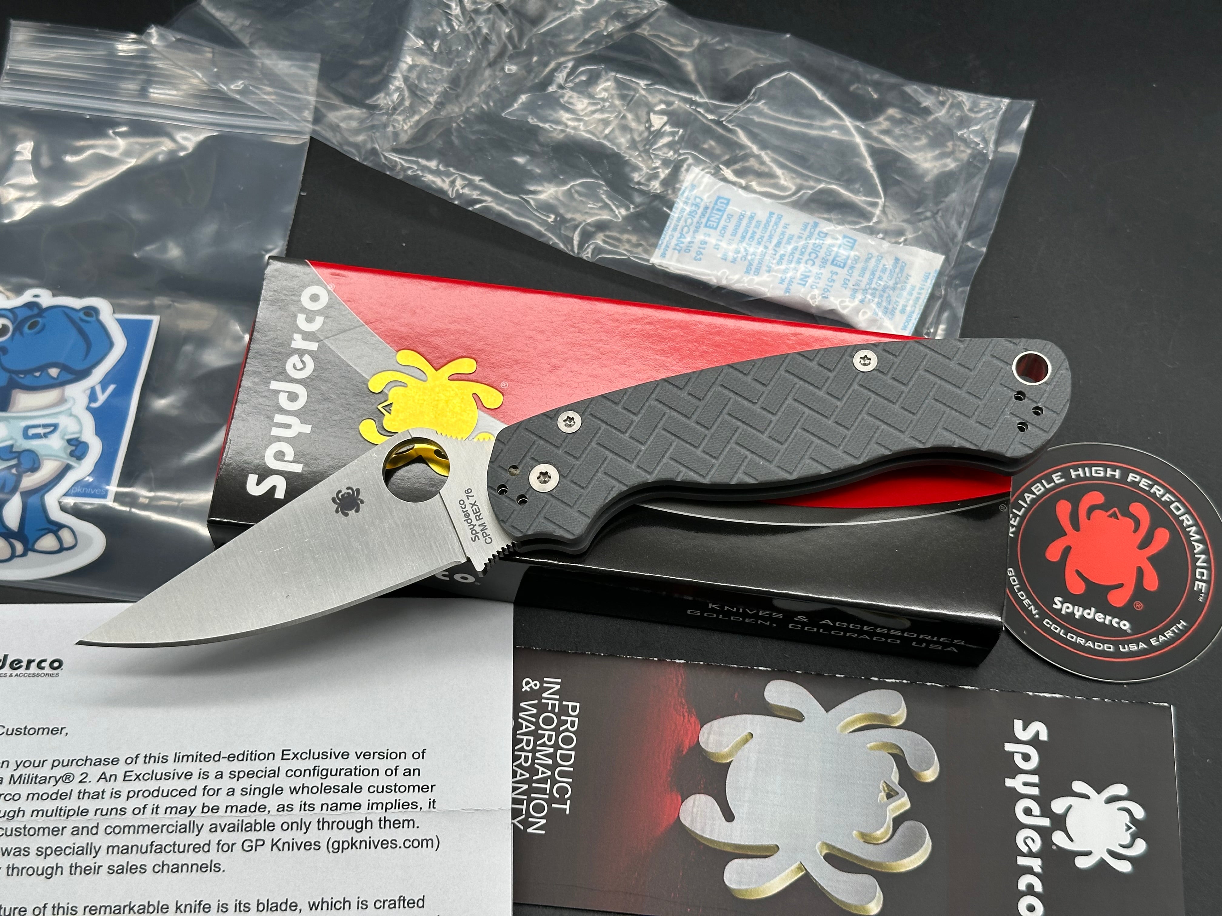 Spyderco Para Military 2 Satin Rex 76 Brick Dark Gray G10 Exclusive