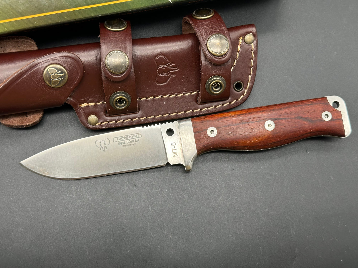 Cudeman 120K MT5 Survival Cocobolo Drop Point Blade & Wood Handles