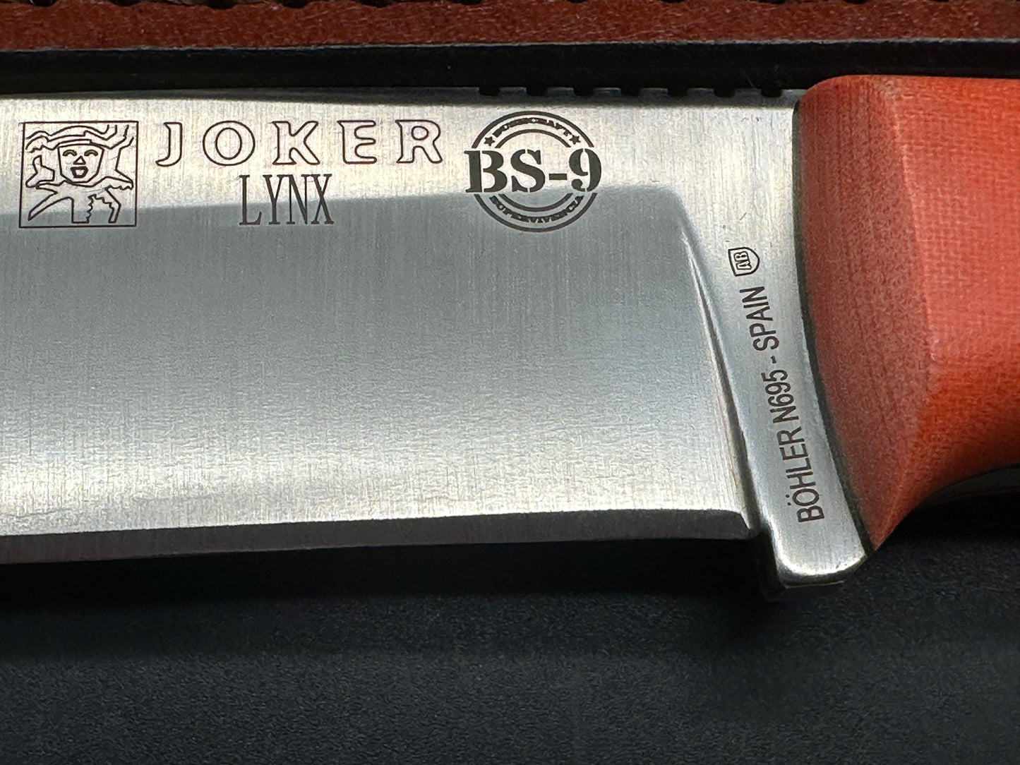 Joker Bushcraft Survival Drop Point Knife with Orange Canvas Micarta