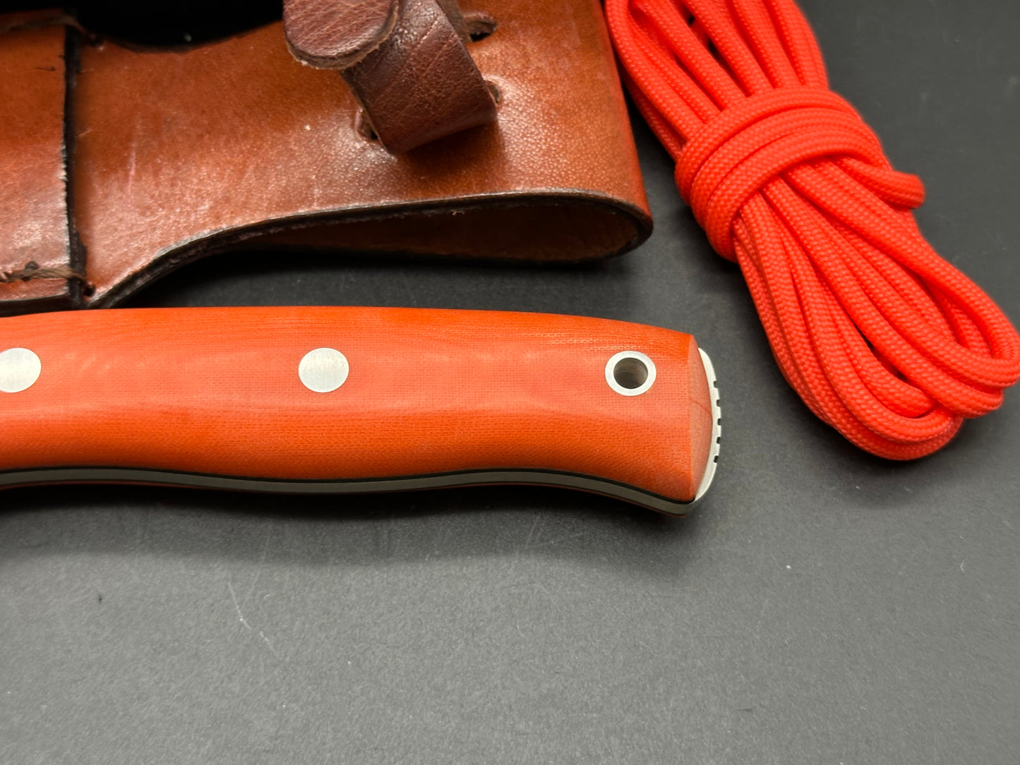 Joker Bushcraft Survival Drop Point Knife with Orange Canvas Micarta