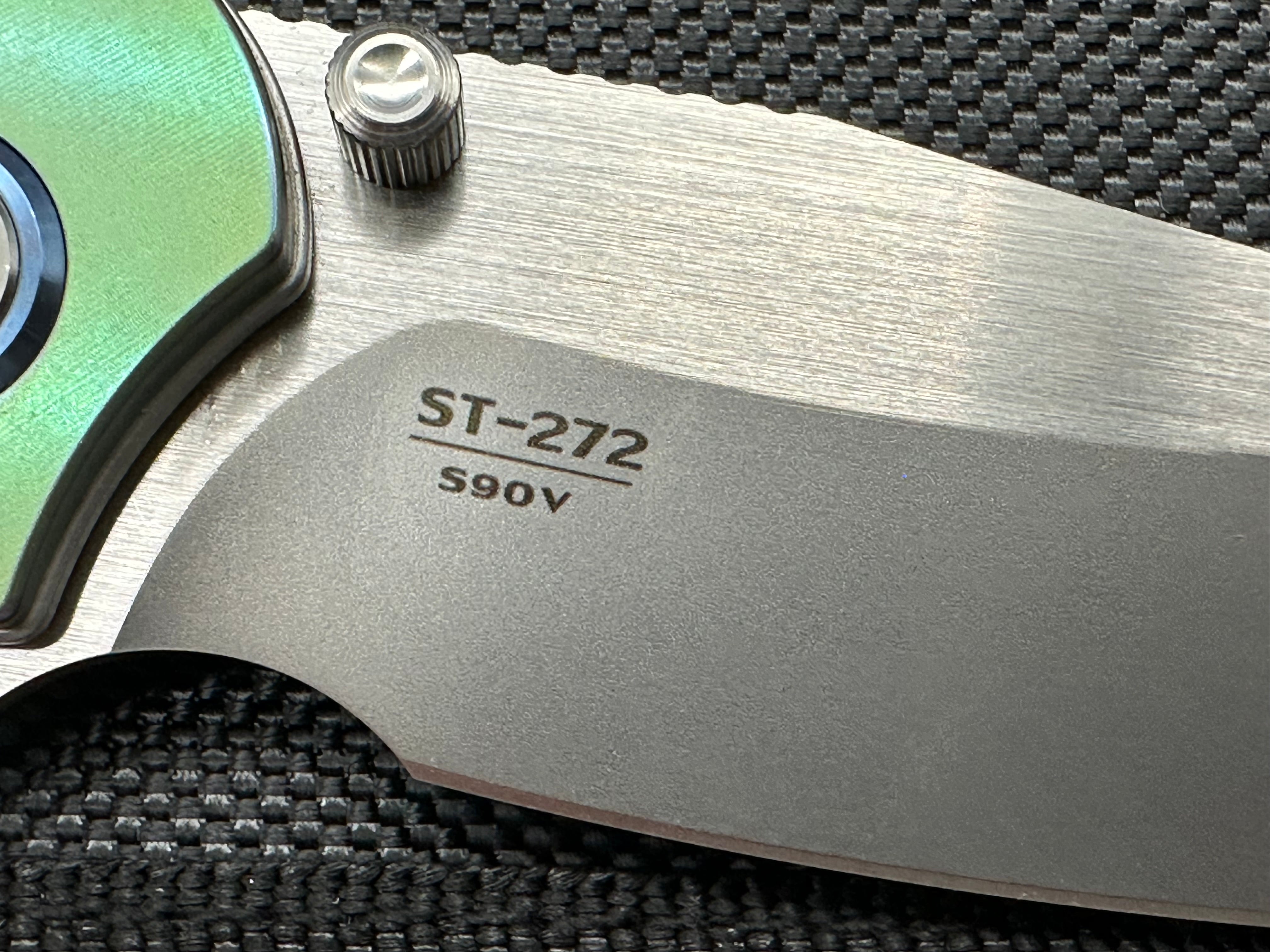 Sitivien ST272 Folding Knife, S90V Blade Titanium Green Carbon Fiber Handle