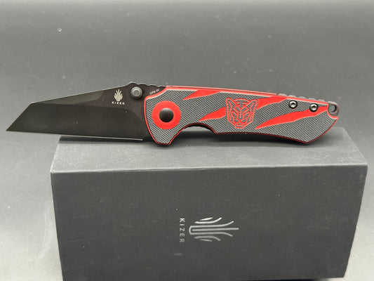 Kizer Friday Club Tiger Mini Critical 3V Blade Black and Red G10