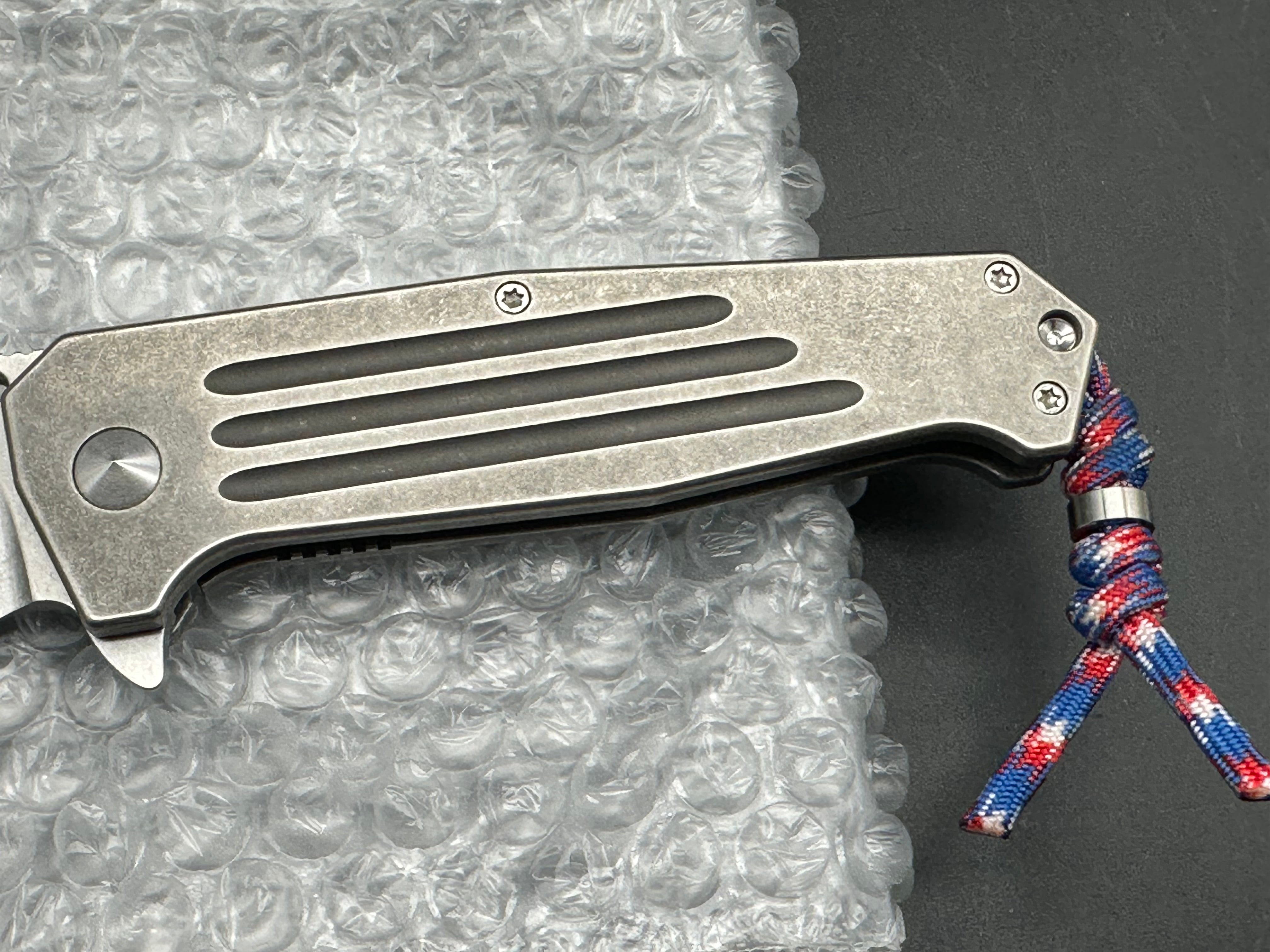 Burke Knives Hitman TAD Edition Flipper, Stonewashed PSF27 Blade Titanium Handle
