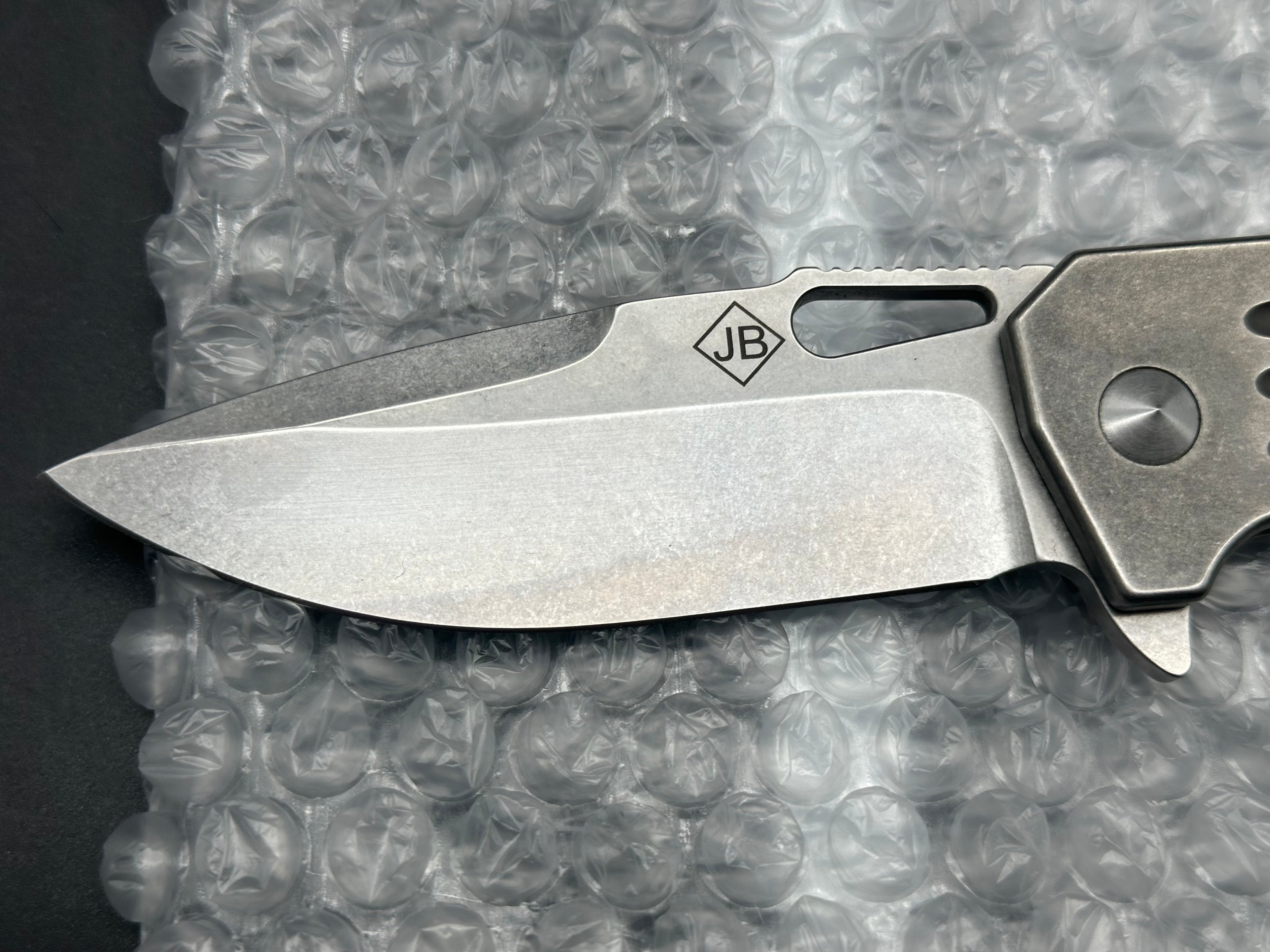 Burke Knives Hitman TAD Edition Flipper, Stonewashed PSF27 Blade Titanium Handle