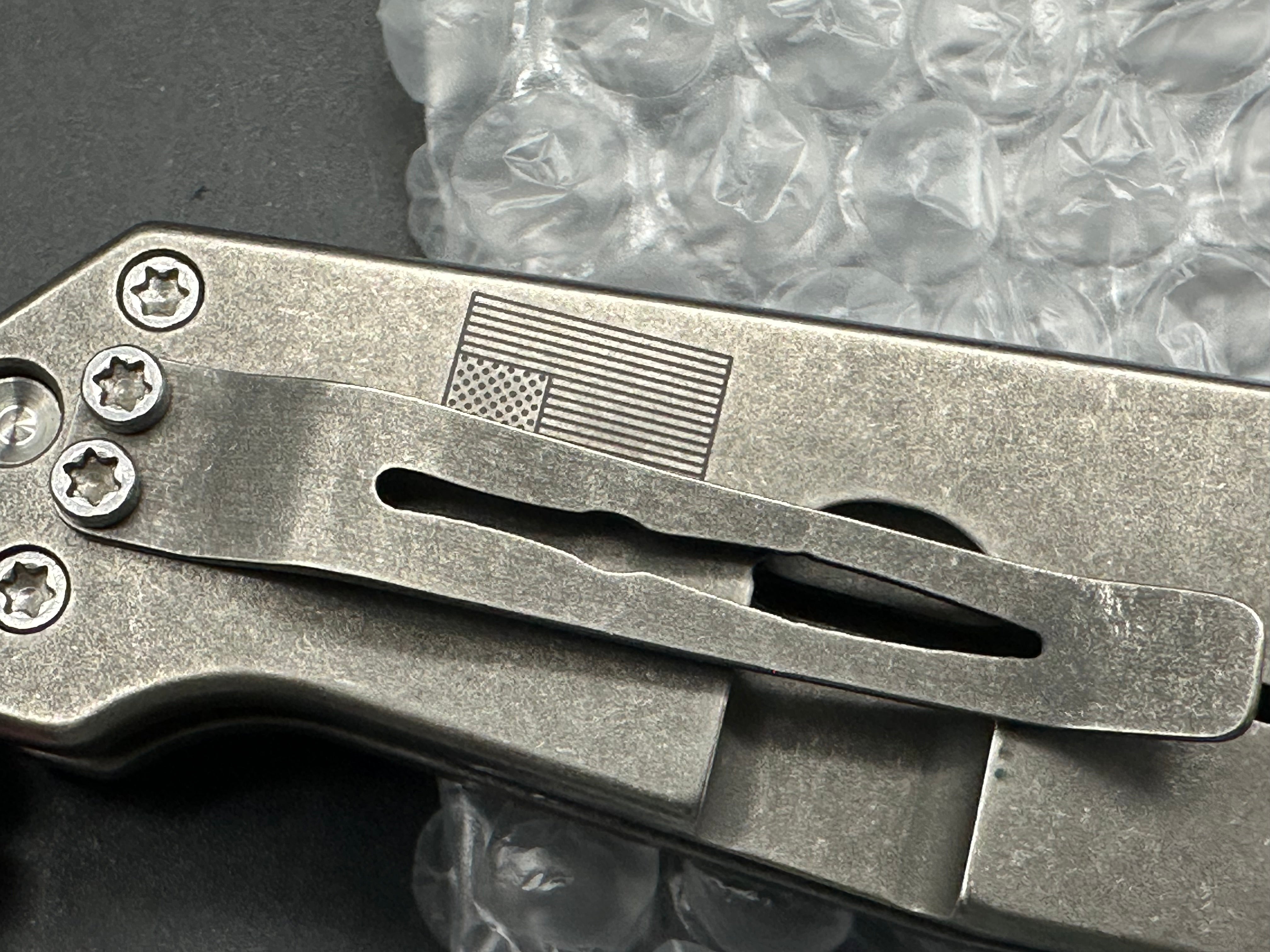 Burke Knives Hitman TAD Edition Flipper, Stonewashed PSF27 Blade Titanium Handle