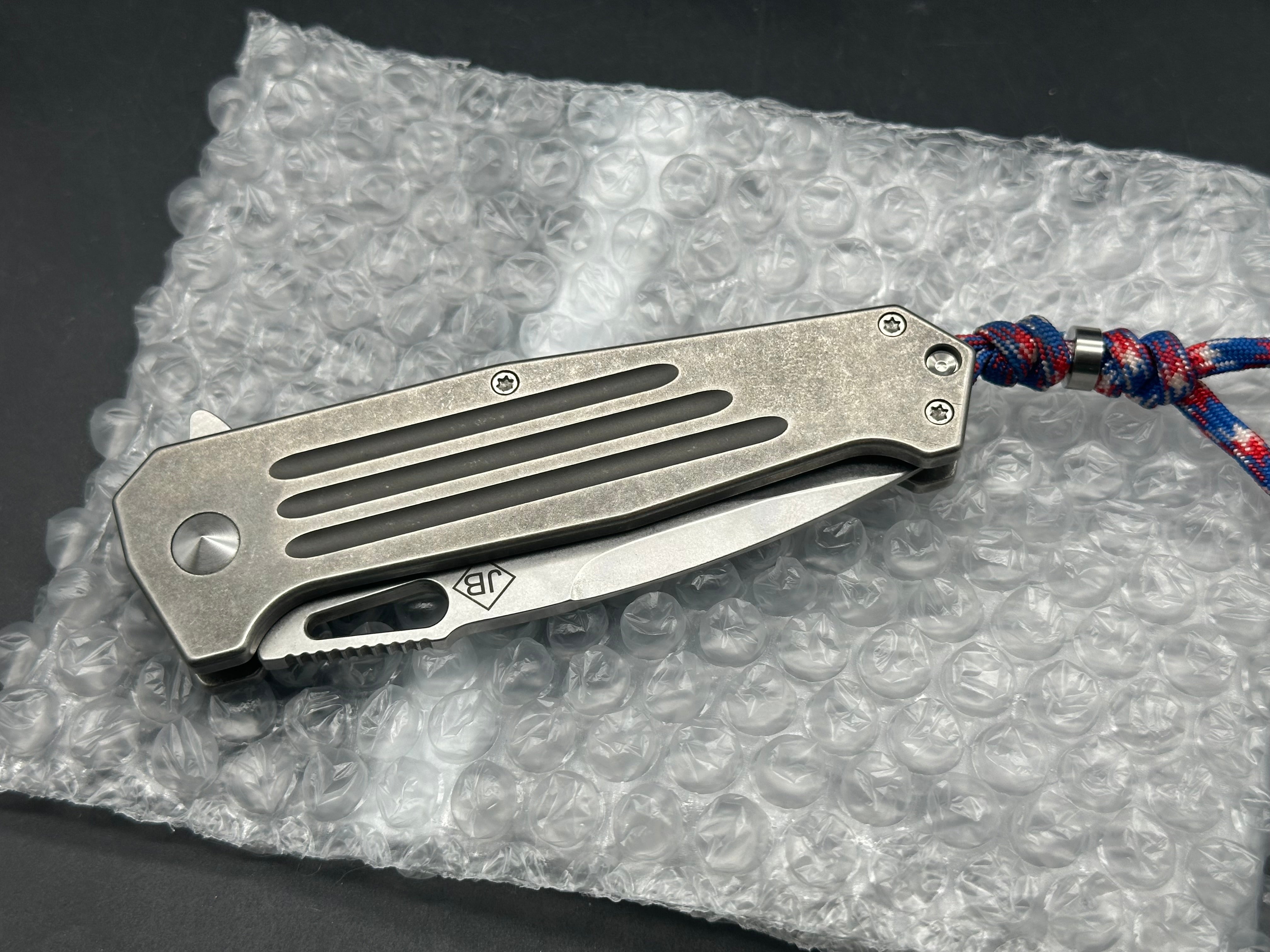 Burke Knives Hitman TAD Edition Flipper, Stonewashed PSF27 Blade Titanium Handle