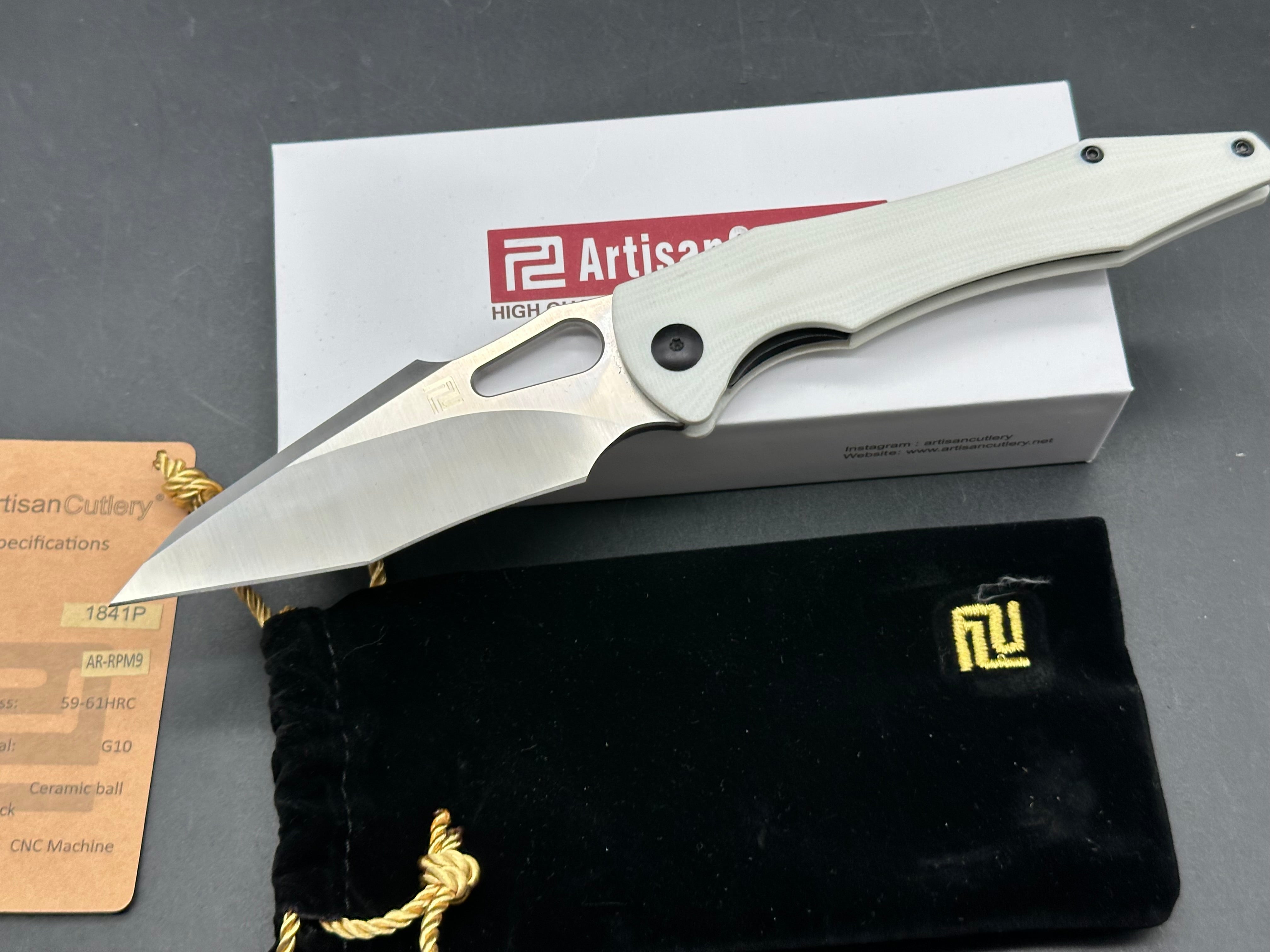 ARTISAN CUTLERY GREAT WHITE (WMK EXCLUSIVE) FOLDING KNIFE WHITE G10 SATIN BLADE