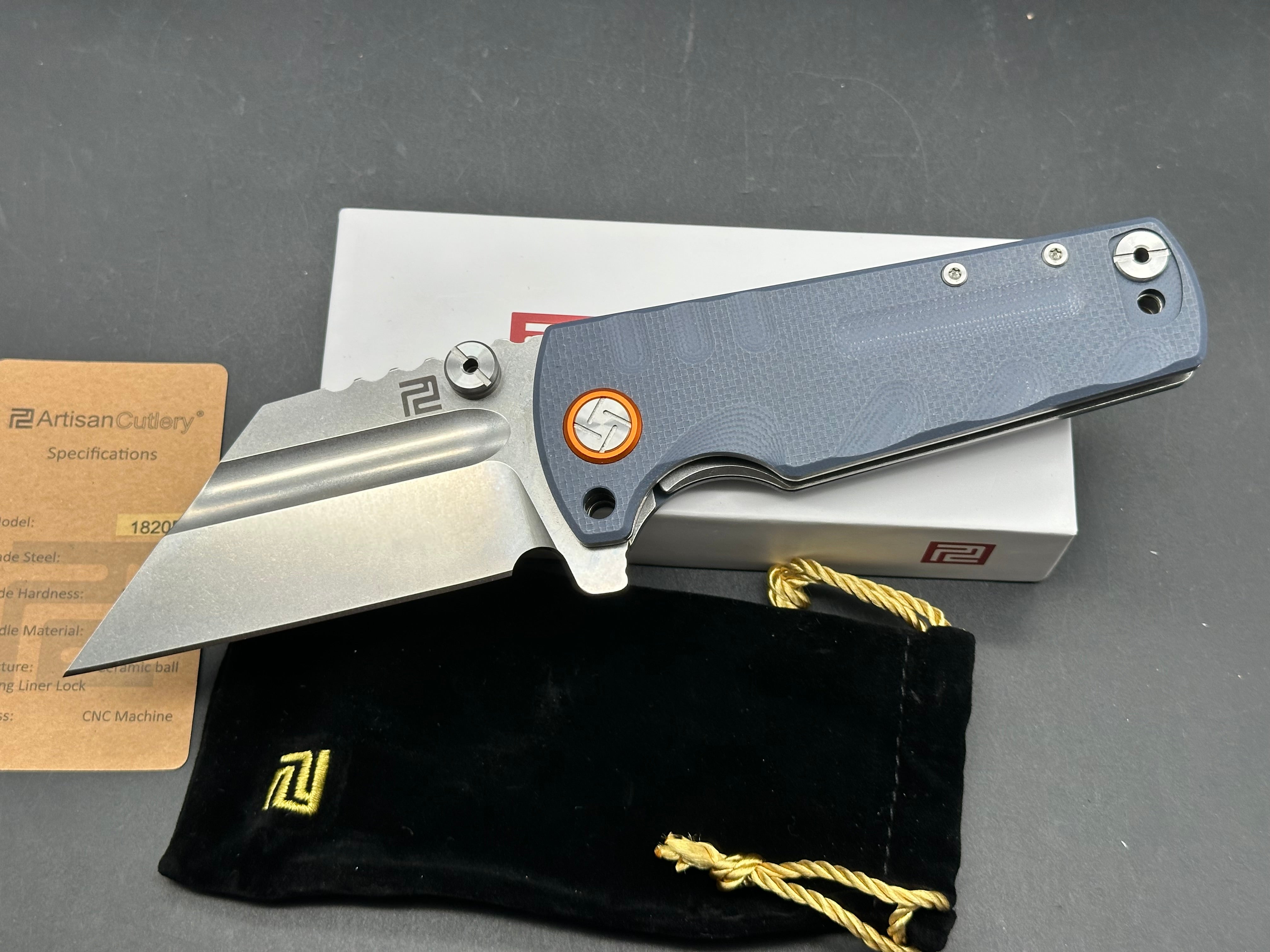 ARTISAN PROPONENT LINER LOCK KNIFE GRAY G10 HANDLE PLAIN D2 BLADE