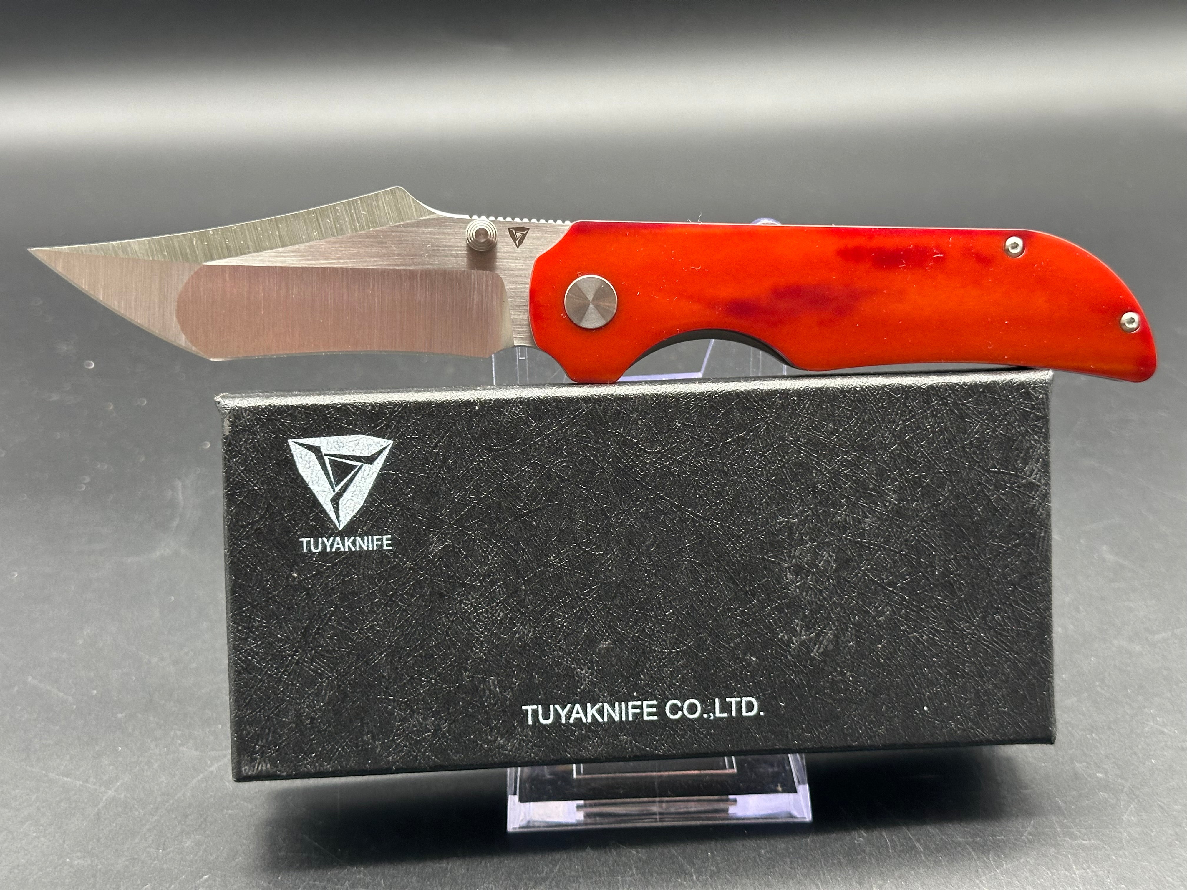 TUYA WOLF FOLDING KNIFE ORANGE MICARTA HANDLE M390