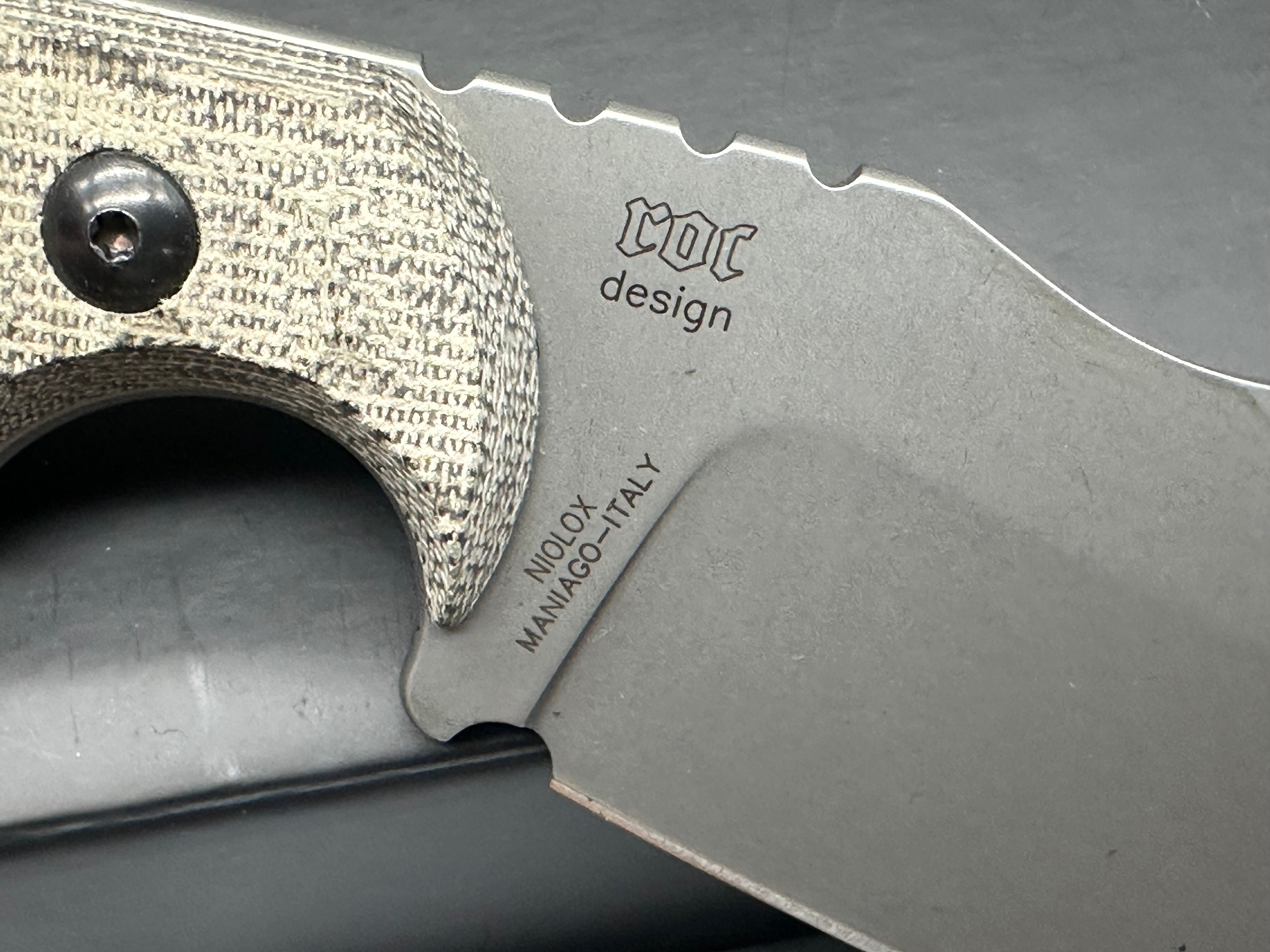 Fox Knives Monkey Thumper Fixed Blade Knife OD Green Micarta (3.5" Stonewash)