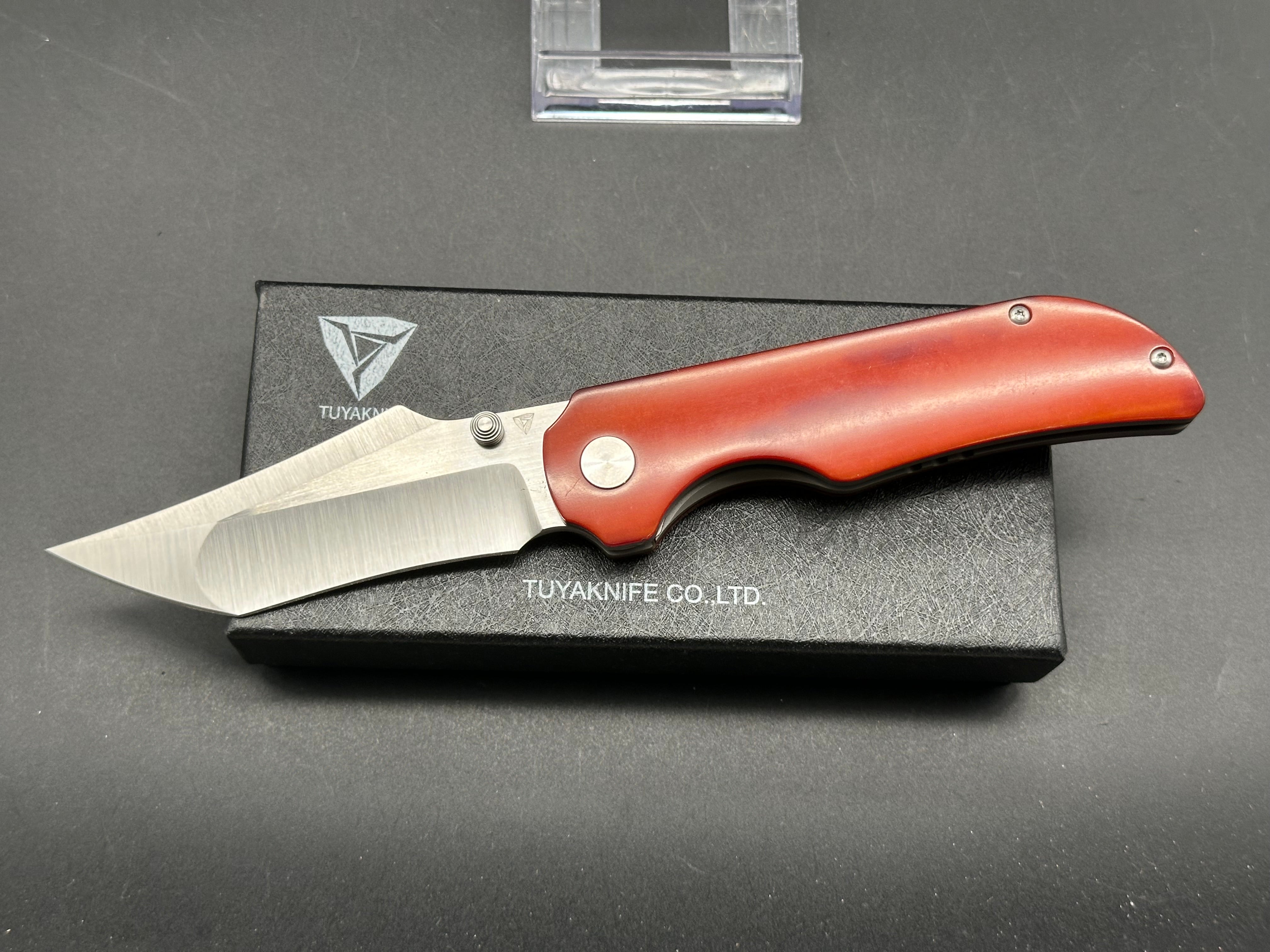 TUYA WOLF FOLDING KNIFE ORANGE MICARTA HANDLE M390