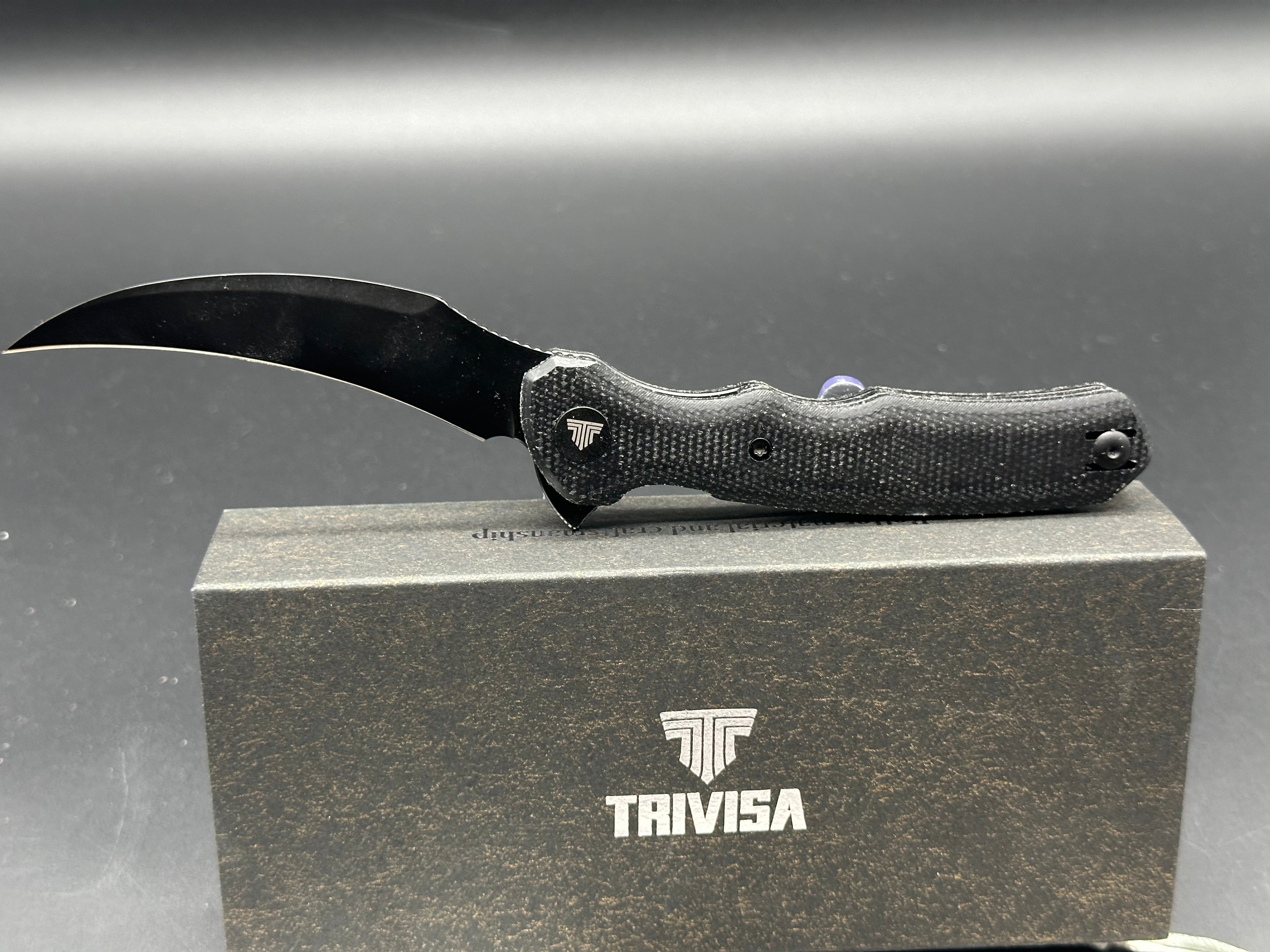 Trivisa Lacerta 14C28N Steel Blade,Black Micarta Handle