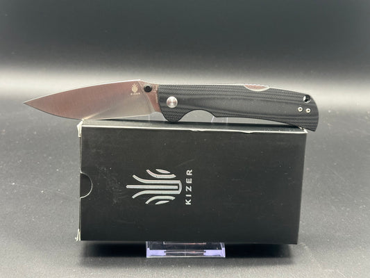 Kizer Slicer Lockback Knife Black G-10 (3.51" Satin) V4538N1