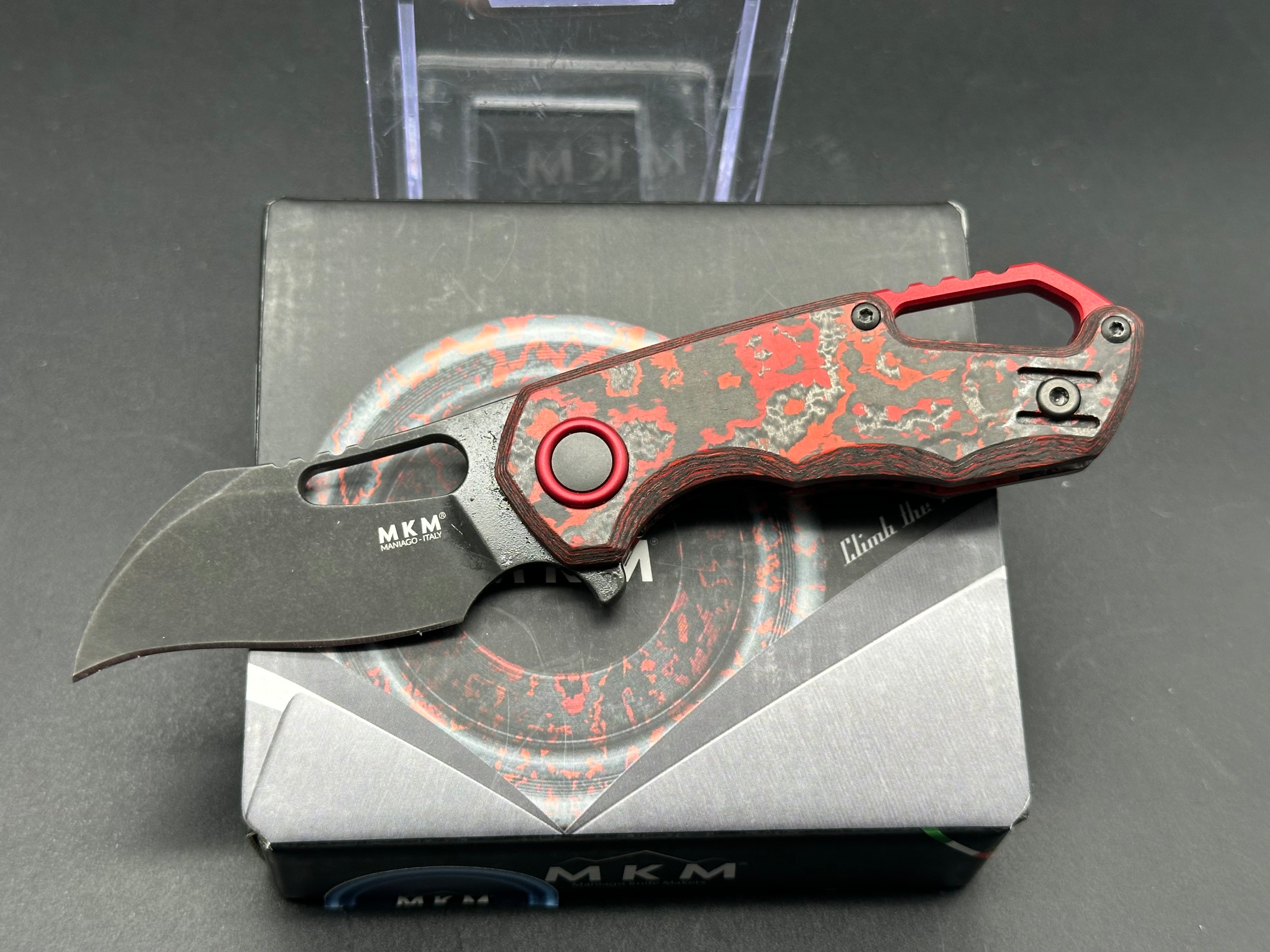 MKM Isonzo Folding Knife Lava Flow Fat Carbon Stonewash Hawkbill SMKW ...