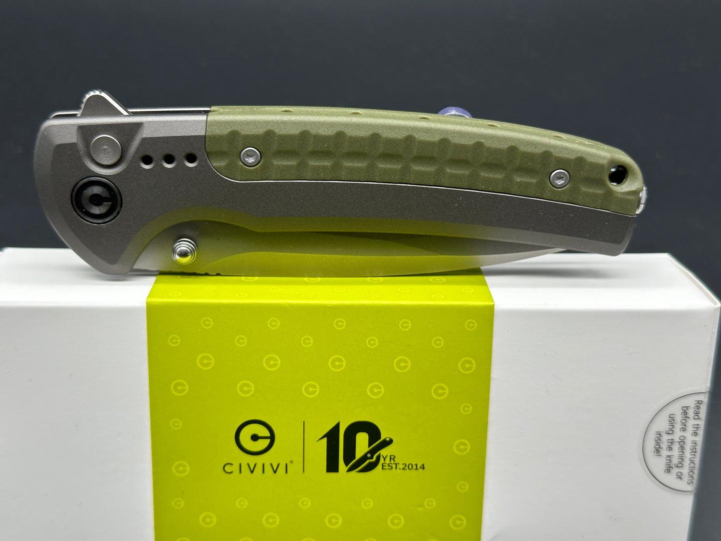 CIVIVI SENTINEL STRIKE II GRAY ALUMINUM/OD GREEN HANDLE NITROV PLAIN EDGE