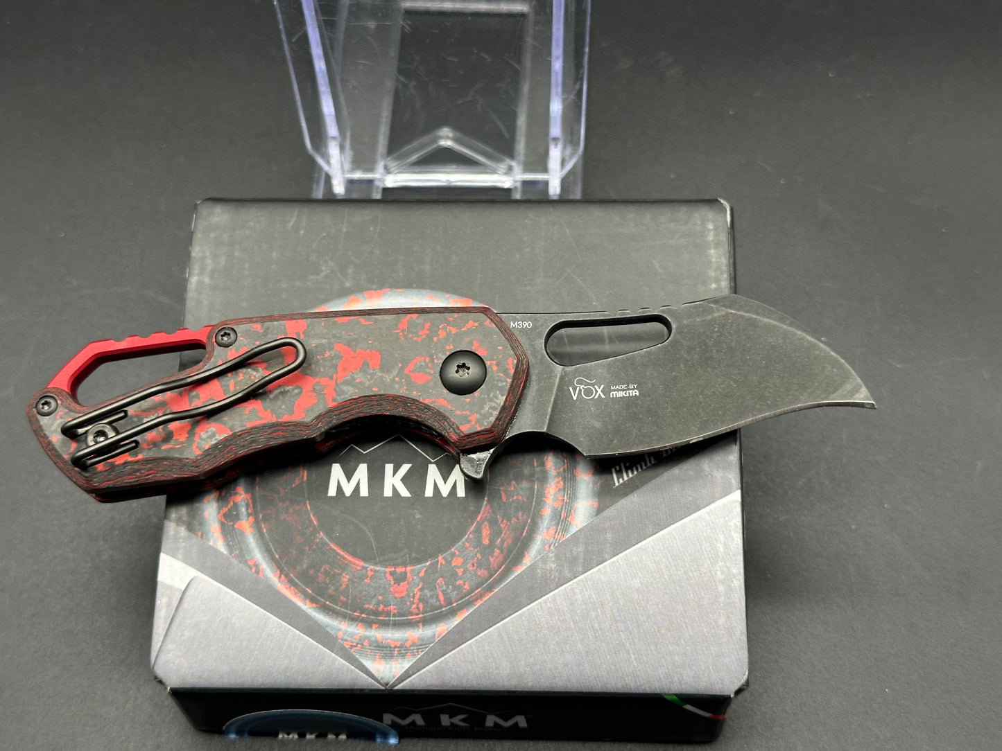 MKM Isonzo Folding Knife Lava Flow Fat Carbon Stonewash Hawkbill SMKW Exclusive