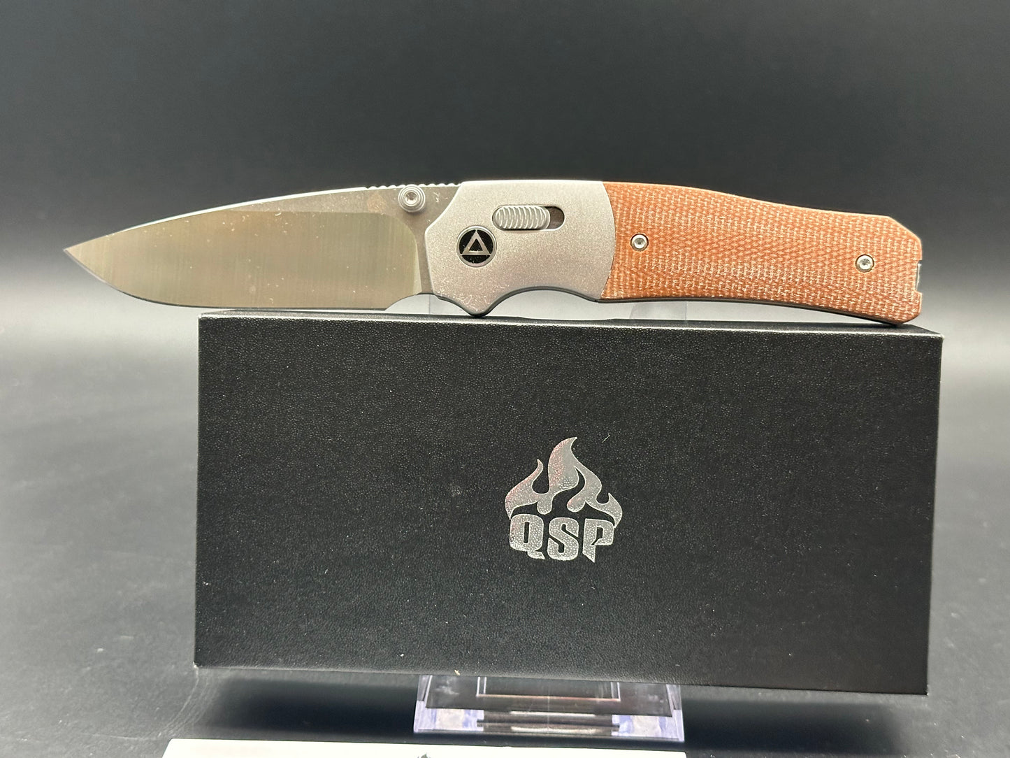 QSP VAULT GLYDELOCK FOLDING KNIFE TAN MICARTA HANDLE 14C28N PLAIN EDGE SATIN FINISH