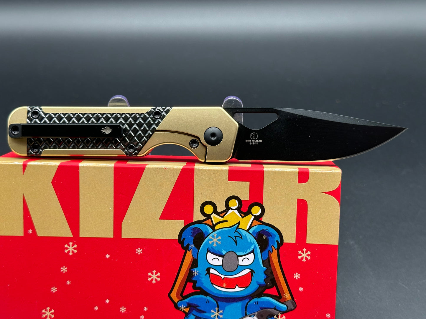 KIZER MINI MILITAW TITANIUM/ZIRCONIUM HANDLE S45VN PLAIN EDGE