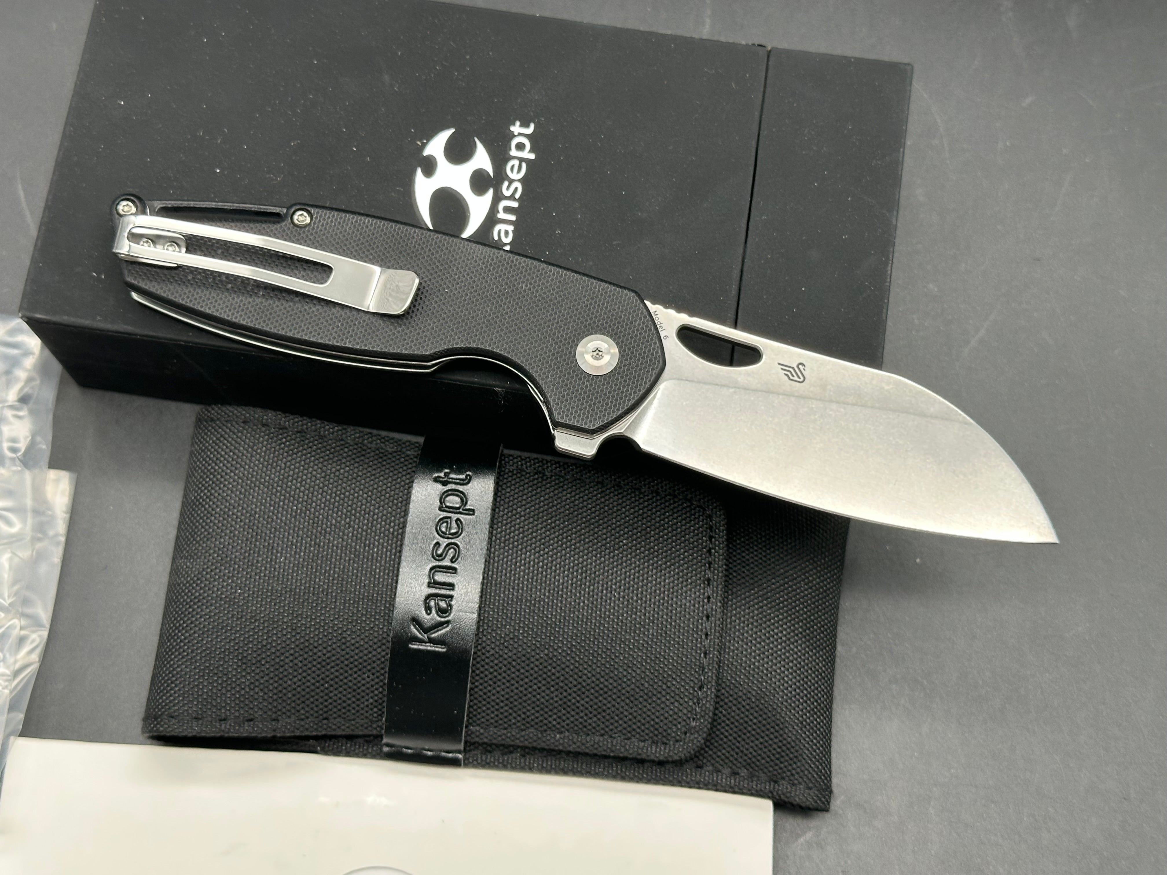 Kansept MODEL 6 FOLDING KNIFE BLACK G10 HANDLE 154CM PLAIN EDGE