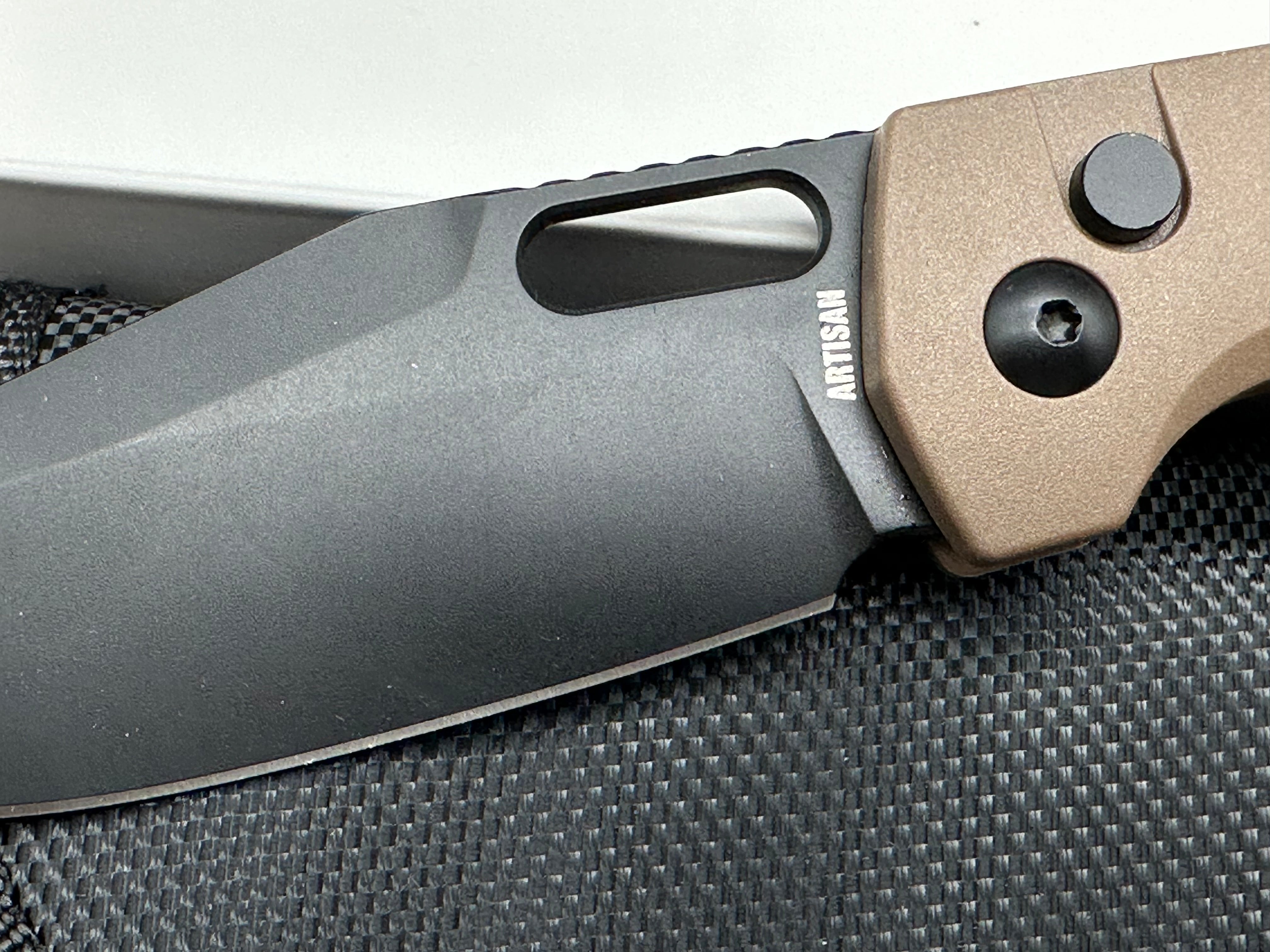 ARTISAN CUTLERY REVEL FOLDING KNIFE BROWN FRN HANDLE AR-RPM9 PLAIN BLACK BLADE