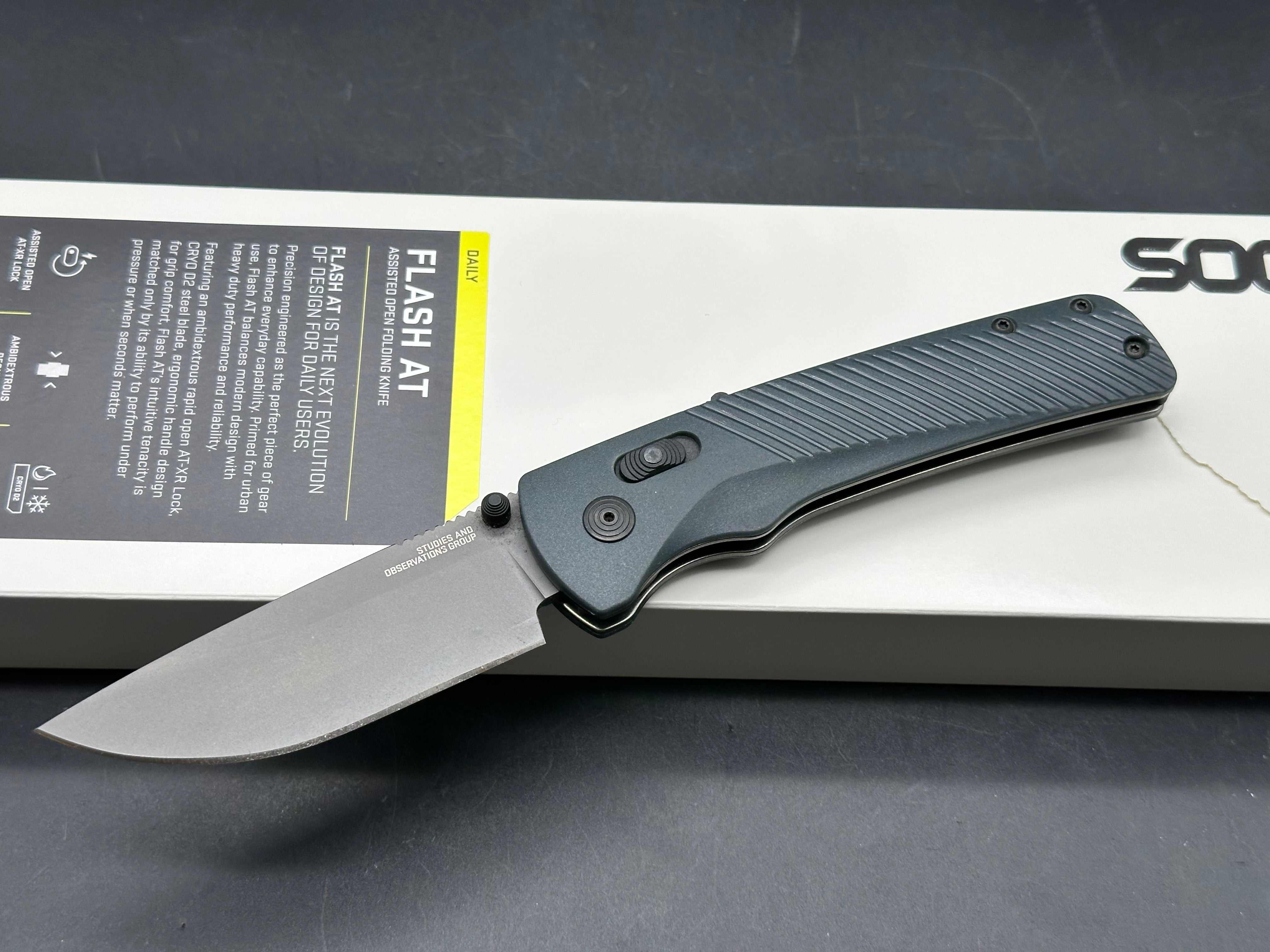 Sog Flash AT MK3 urban grey handle w/D2 blade