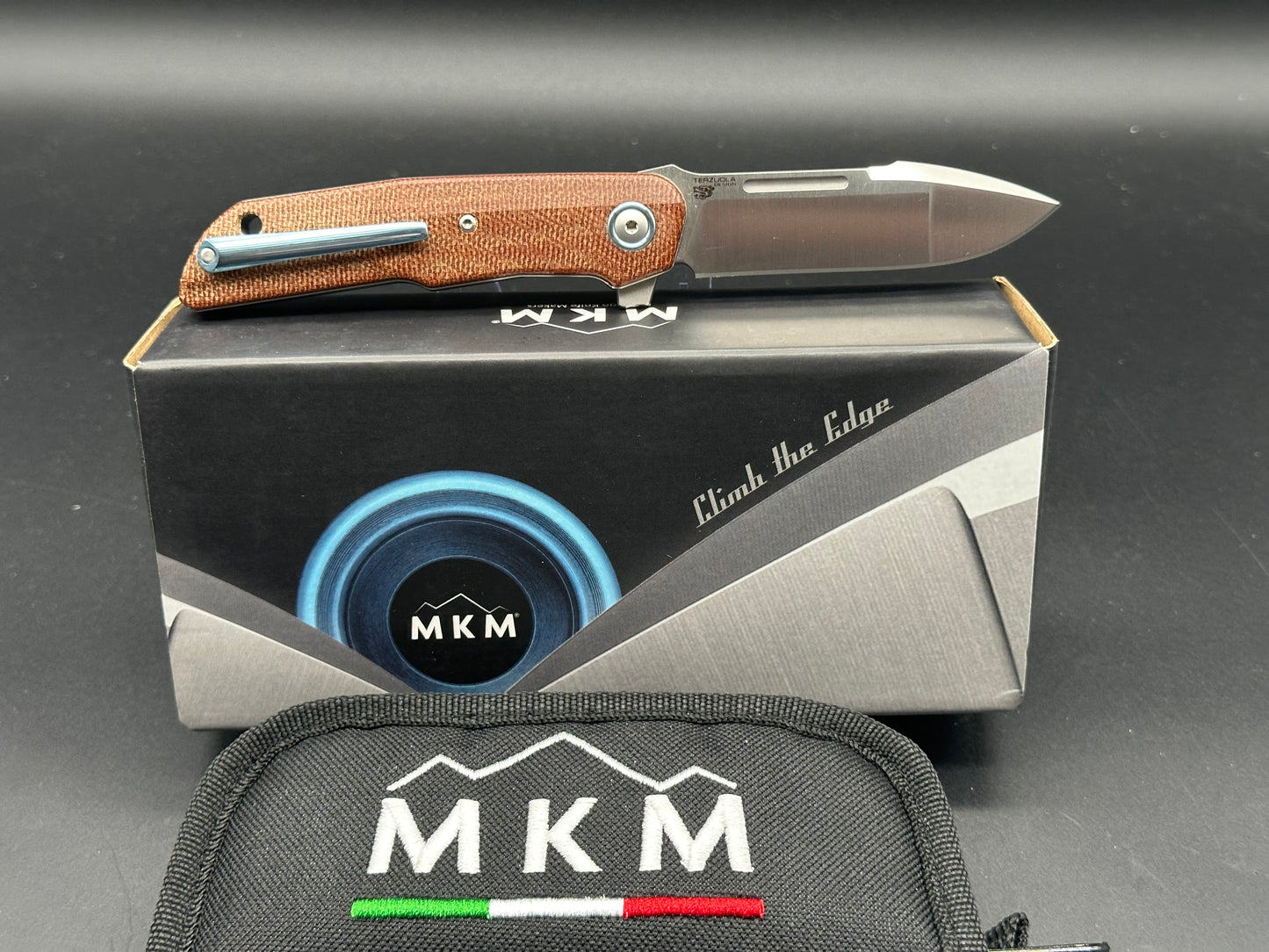 MKM Terzuola Clap Liner Lock Knf Natural Canvas Micarta (3" Satin)