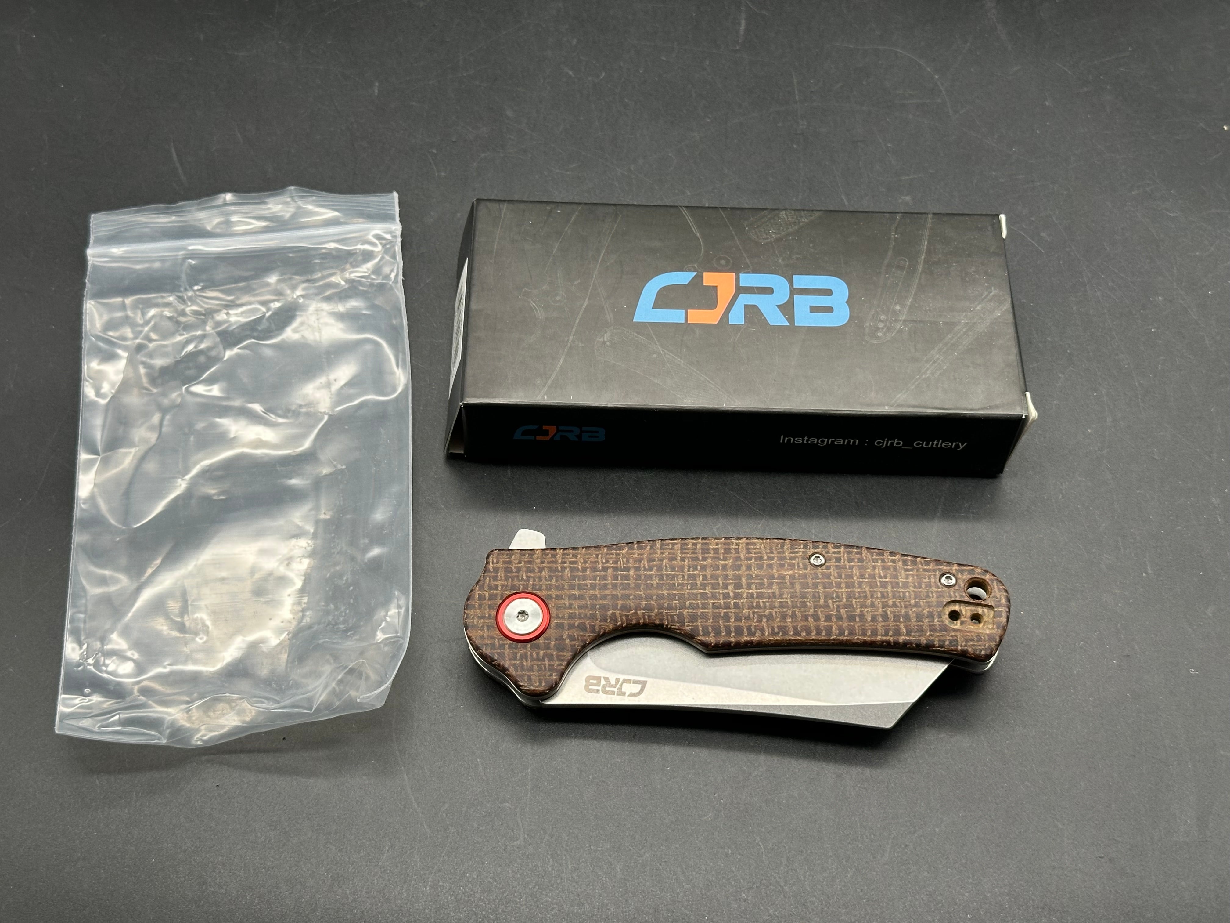 CJRB Crag brown micarta handle w/D2 blade (Knife Center Exclusive)