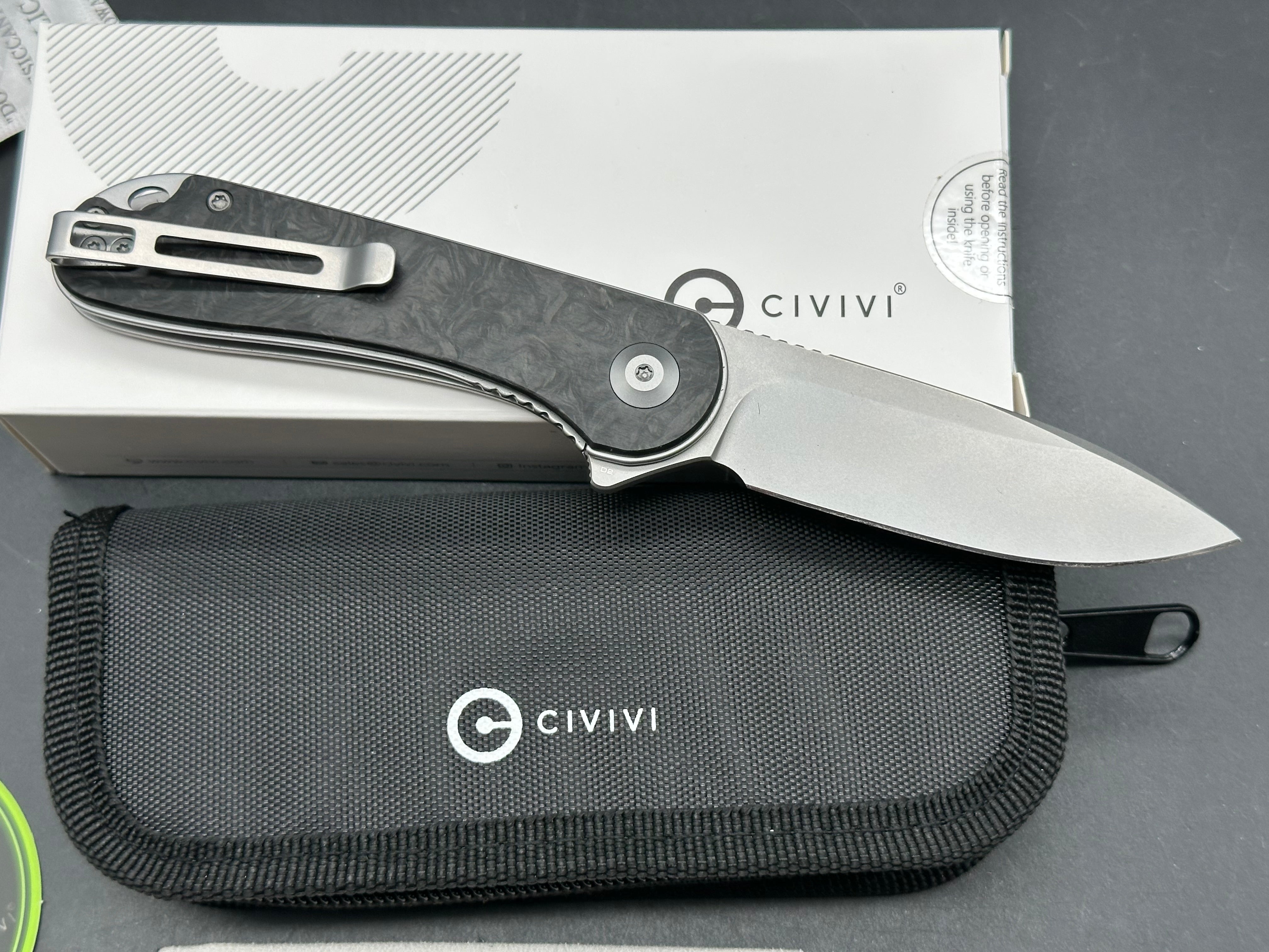 CIVIVI Elementum Liner Lock Knife Marble Carbon Fiber (2.9")