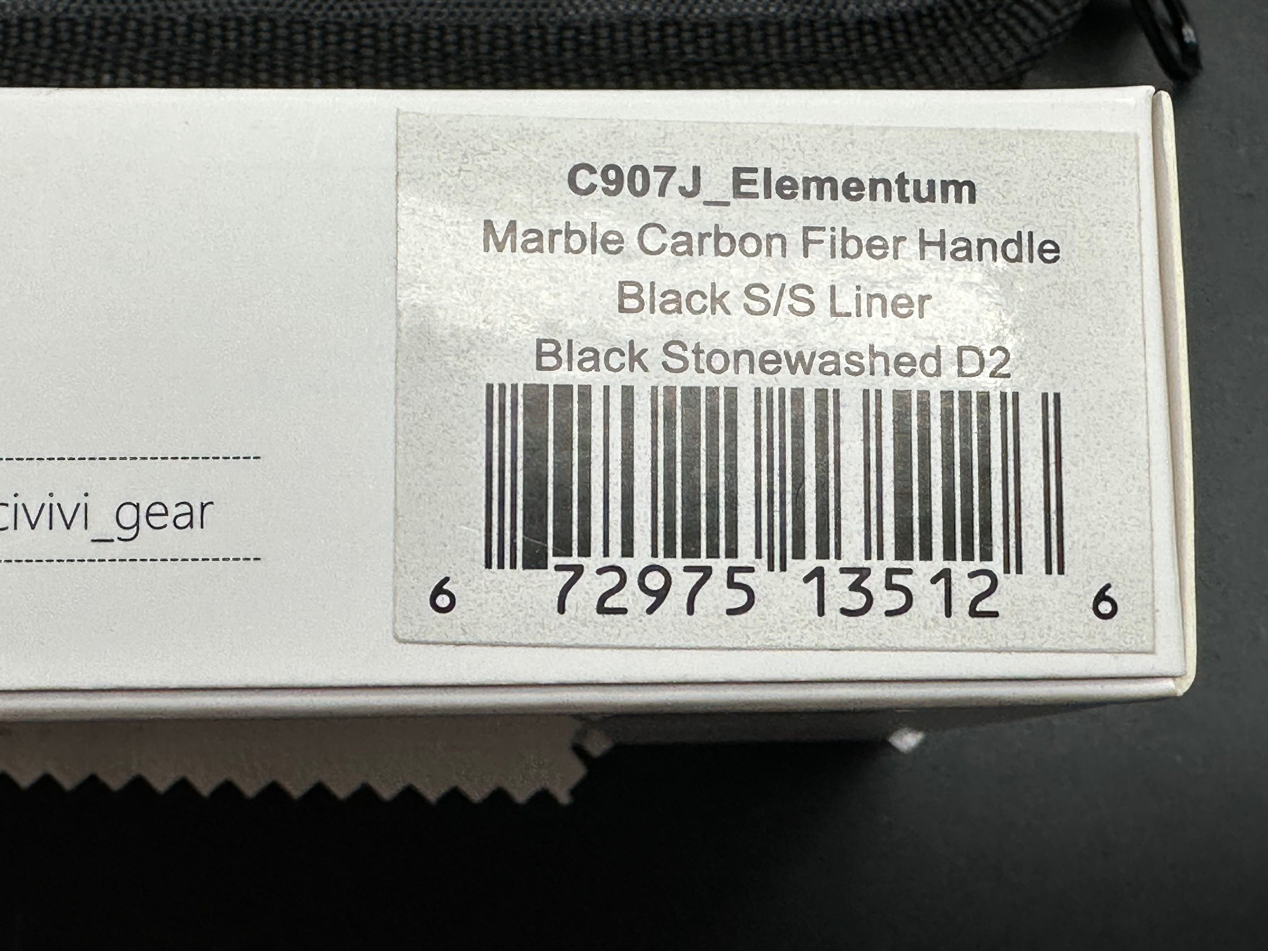 CIVIVI Elementum Liner Lock Knife Marble Carbon Fiber (2.9" Black Stonewash)