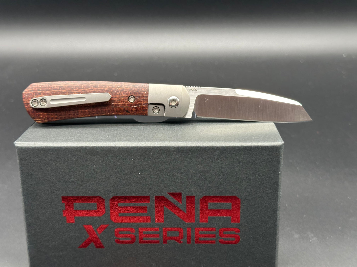 Pena Knives X-Series Apache Front Flipper Knife Brown Micarta (2.75" Satin)