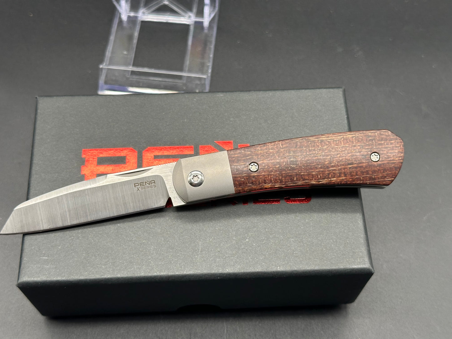 Pena Knives X-Series Apache Front Flipper Knife Brown Micarta (2.75" Satin)