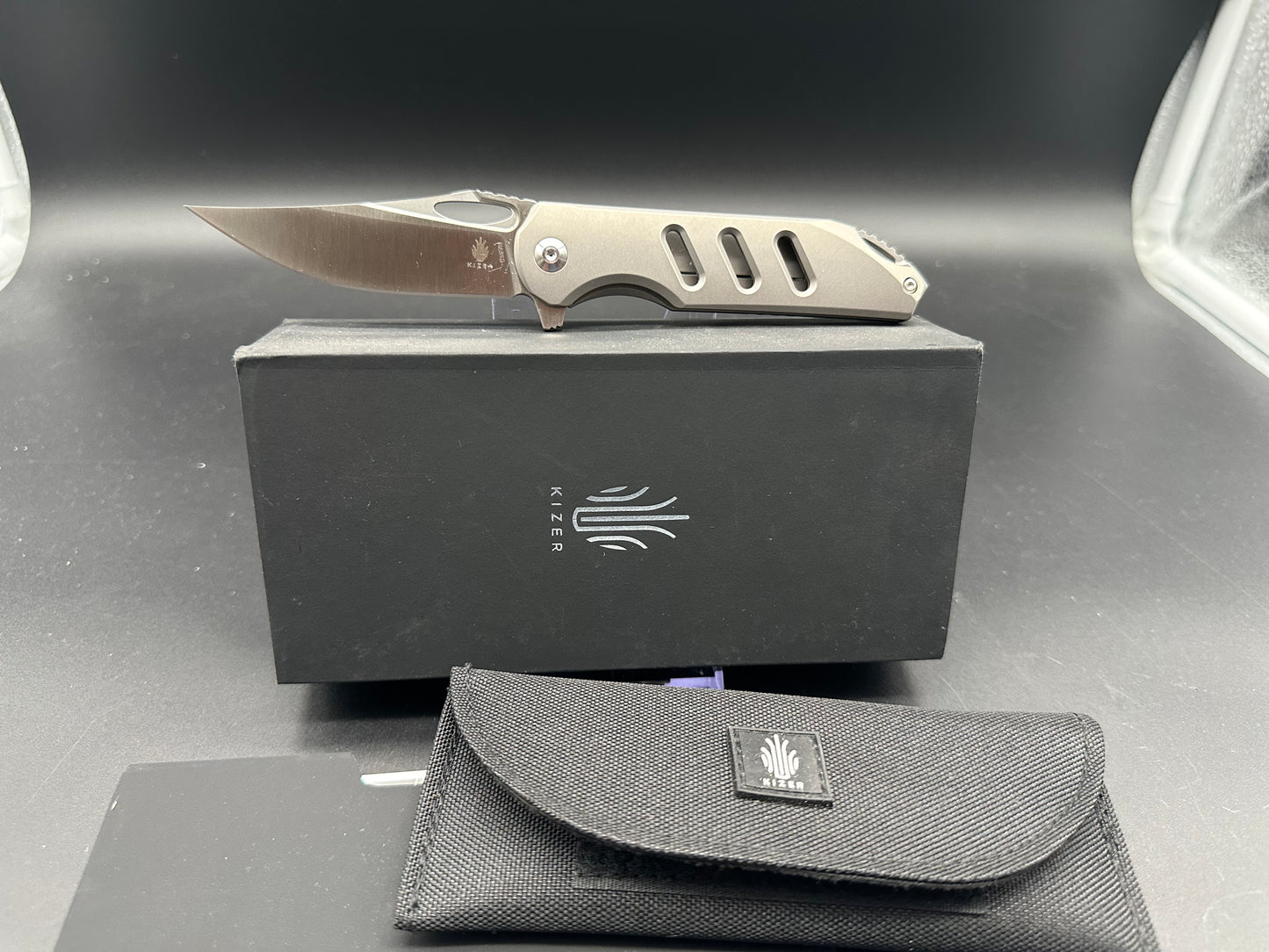 Kizer Assassin Frame Lock Flipper Knife Titanium (3.15" Satin) Ki3549