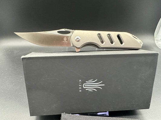 Kizer Assassin Frame Lock Flipper Knife Titanium (3.15" Satin) Ki3549