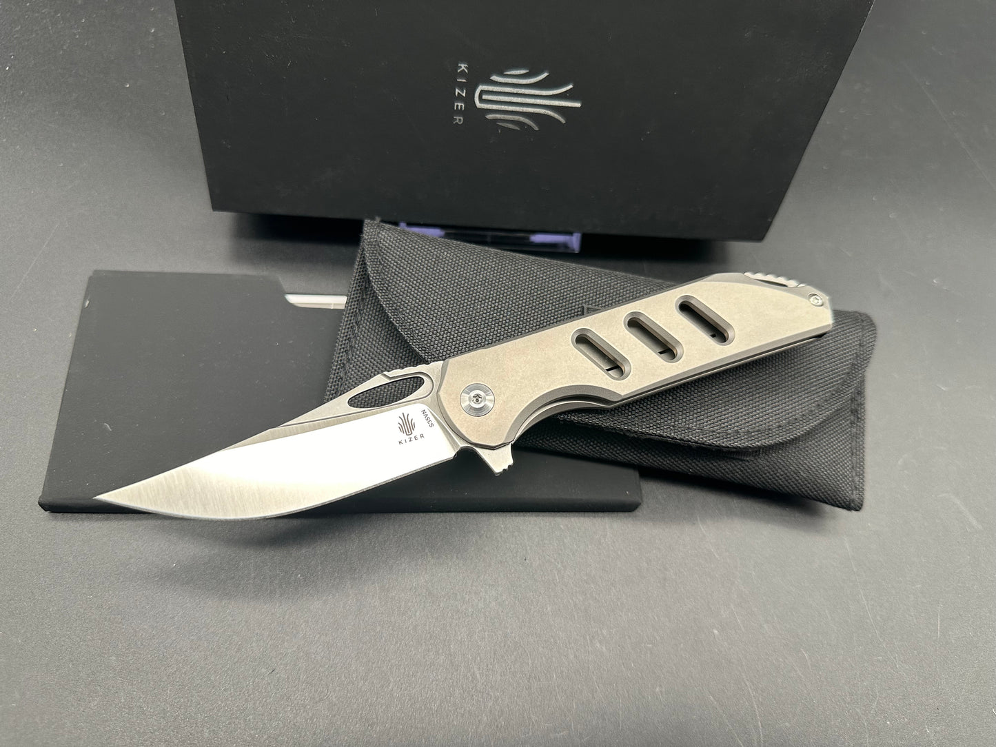 Kizer Assassin Frame Lock Flipper Knife Titanium (3.15" Satin) Ki3549