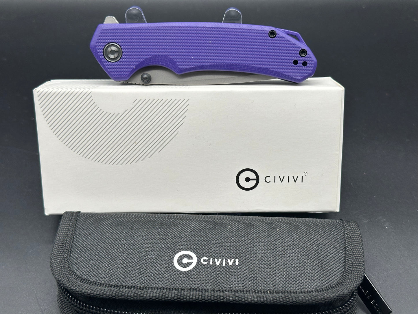 CIVIVI Brazen Tanto Liner Lock Knife Purple G-10 (3.5" SW D2) C2023A