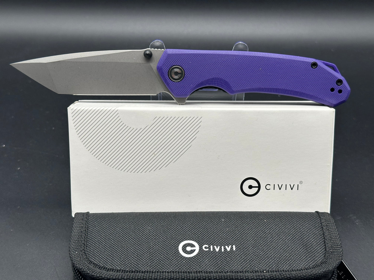 CIVIVI Brazen Tanto Liner Lock Knife Purple G-10 (3.5" SW D2) C2023A