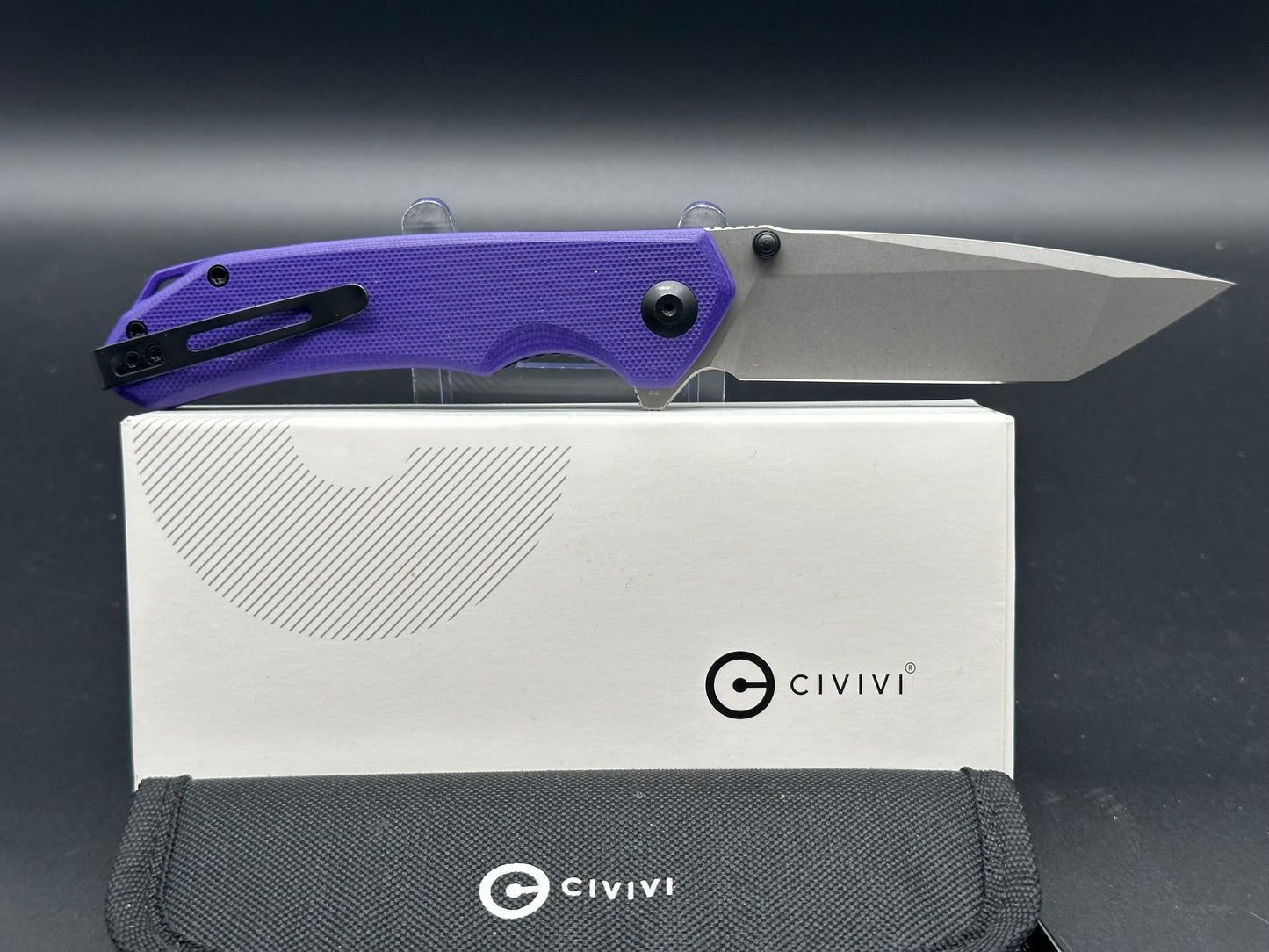 CIVIVI Brazen Tanto Liner Lock Knife Purple G-10 (3.5" SW D2) C2023A