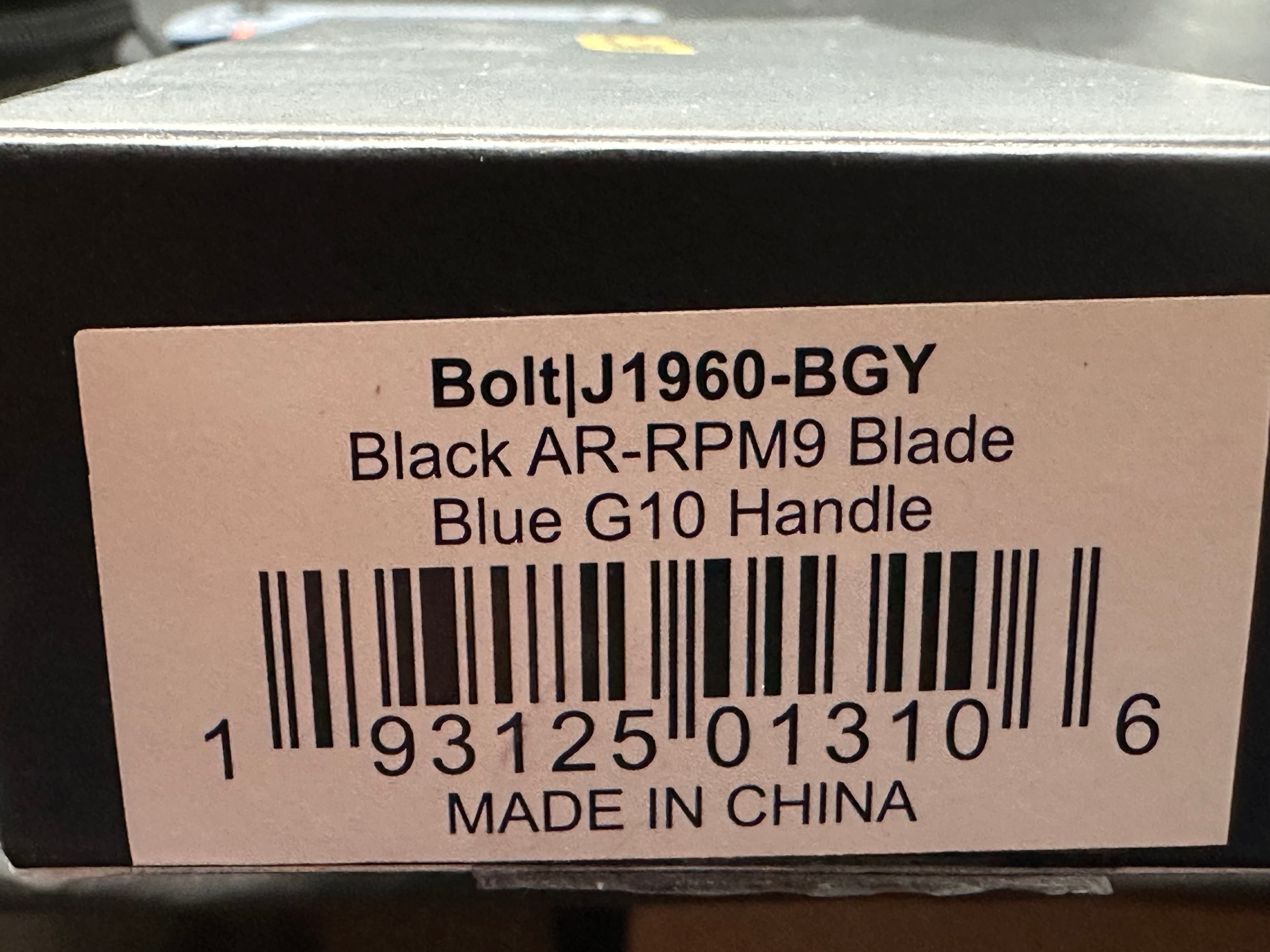 CJRB Bolt Folding Knife Blue G10 Handle AR-RPM9 Drop Point Plain Edge Black PVD Finish